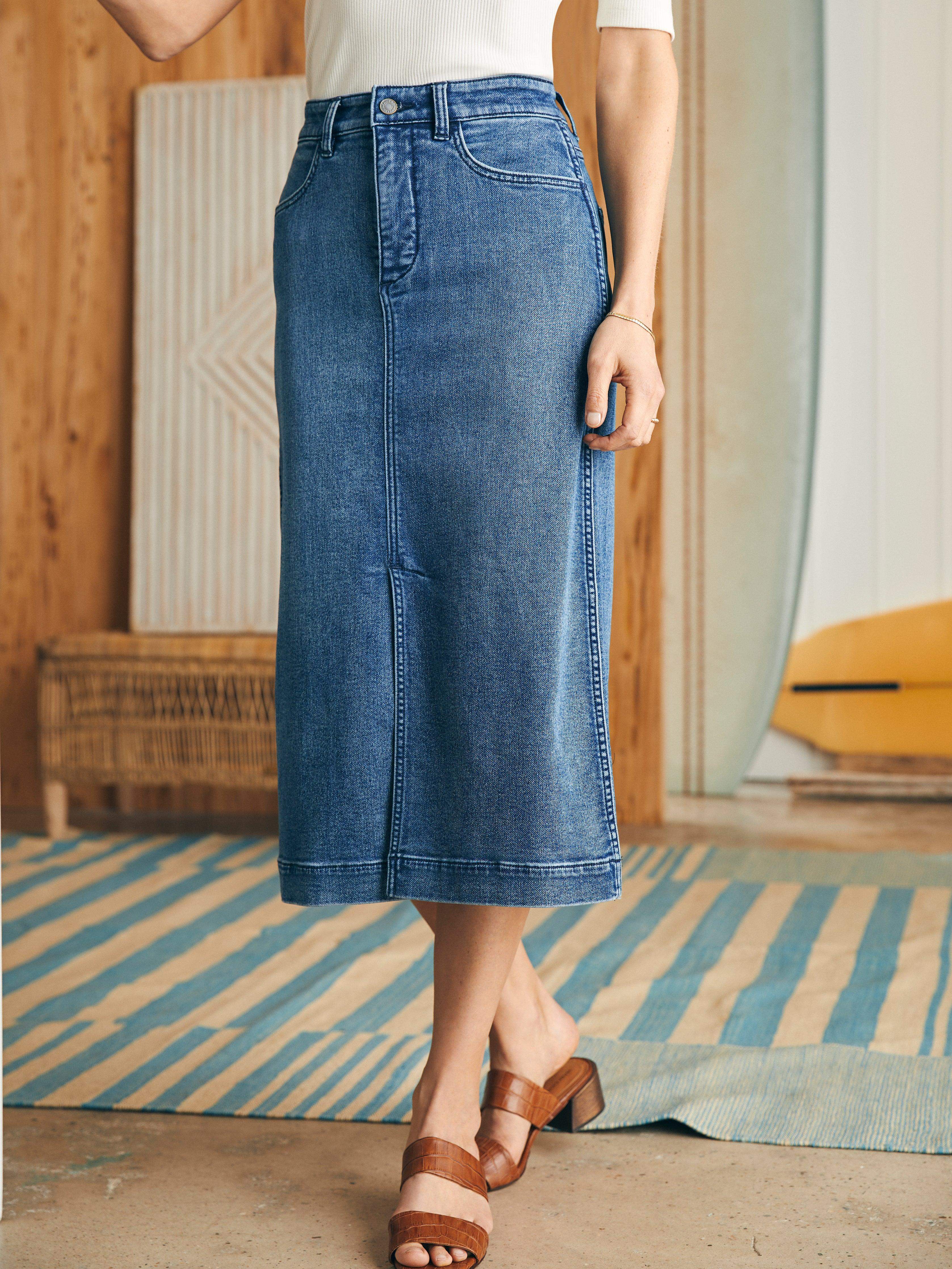 Stretch Terry Midi Skirt - Riverton Wash Main image