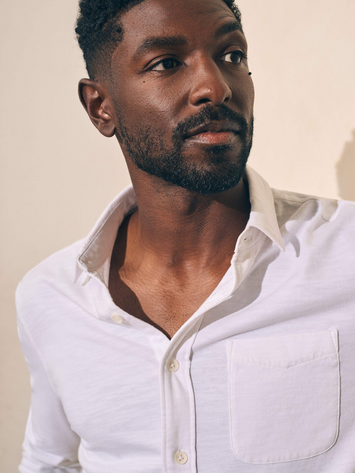 Sunwashed Knit Shirt (Single Pocket) (Tall) - White