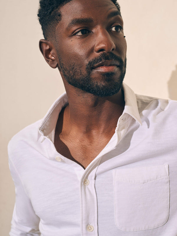 Sunwashed Knit Shirt (Single Pocket) (Tall) - White