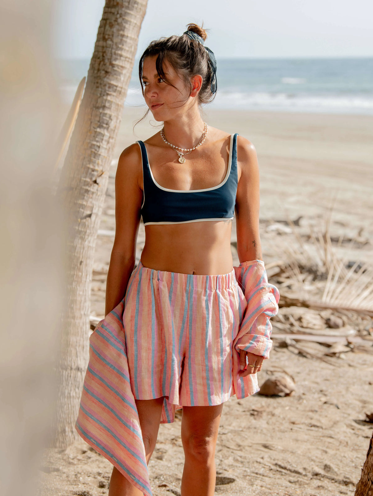 Laguna Linen Bayview Short - Cabana Multi Stripe Main image