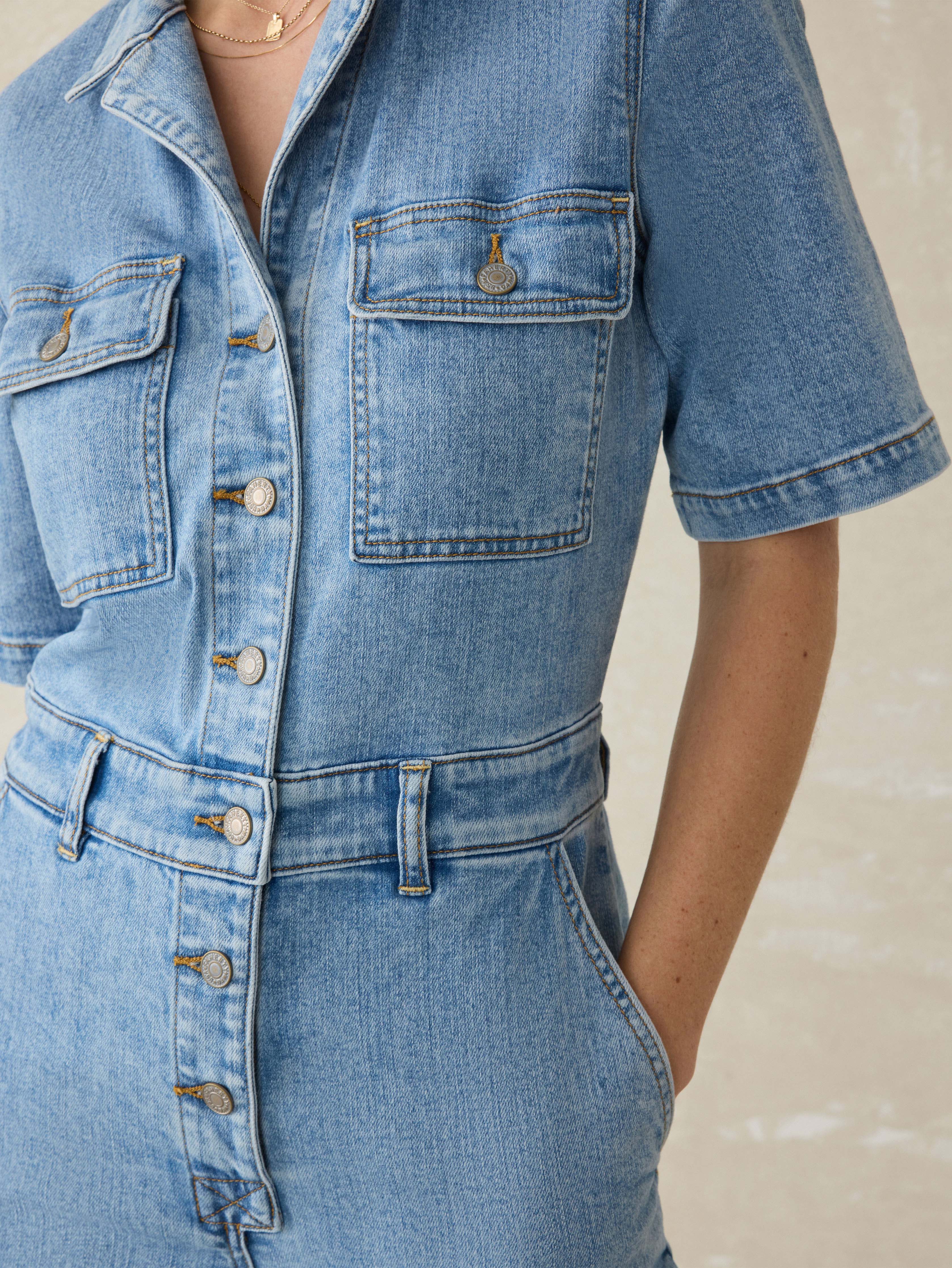 Short-Sleeve Denim Michelle Jumpsuit - Cloudlight Wash Secondary image