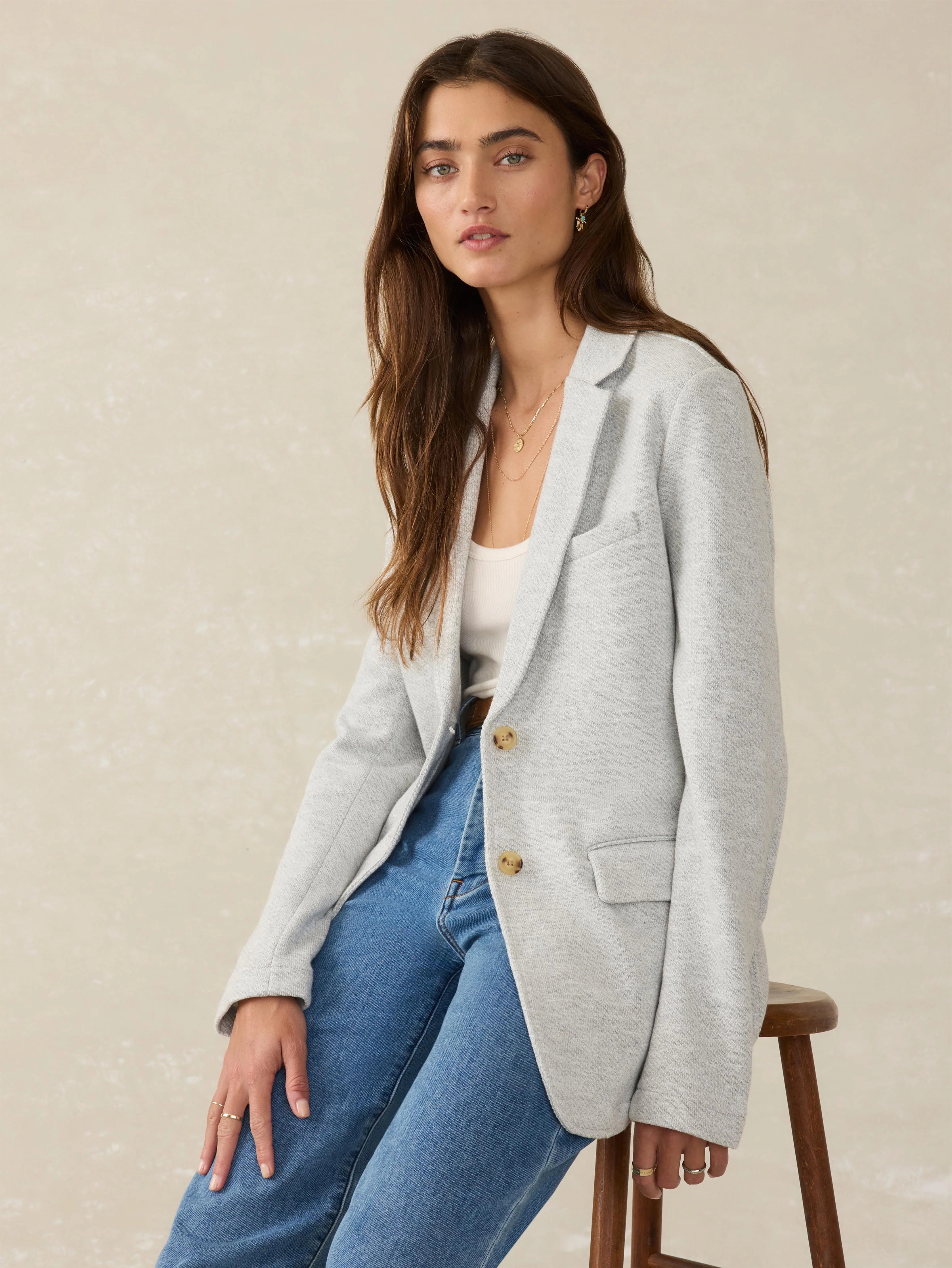 Inlet Knit Blazer - Heather Grey Main image