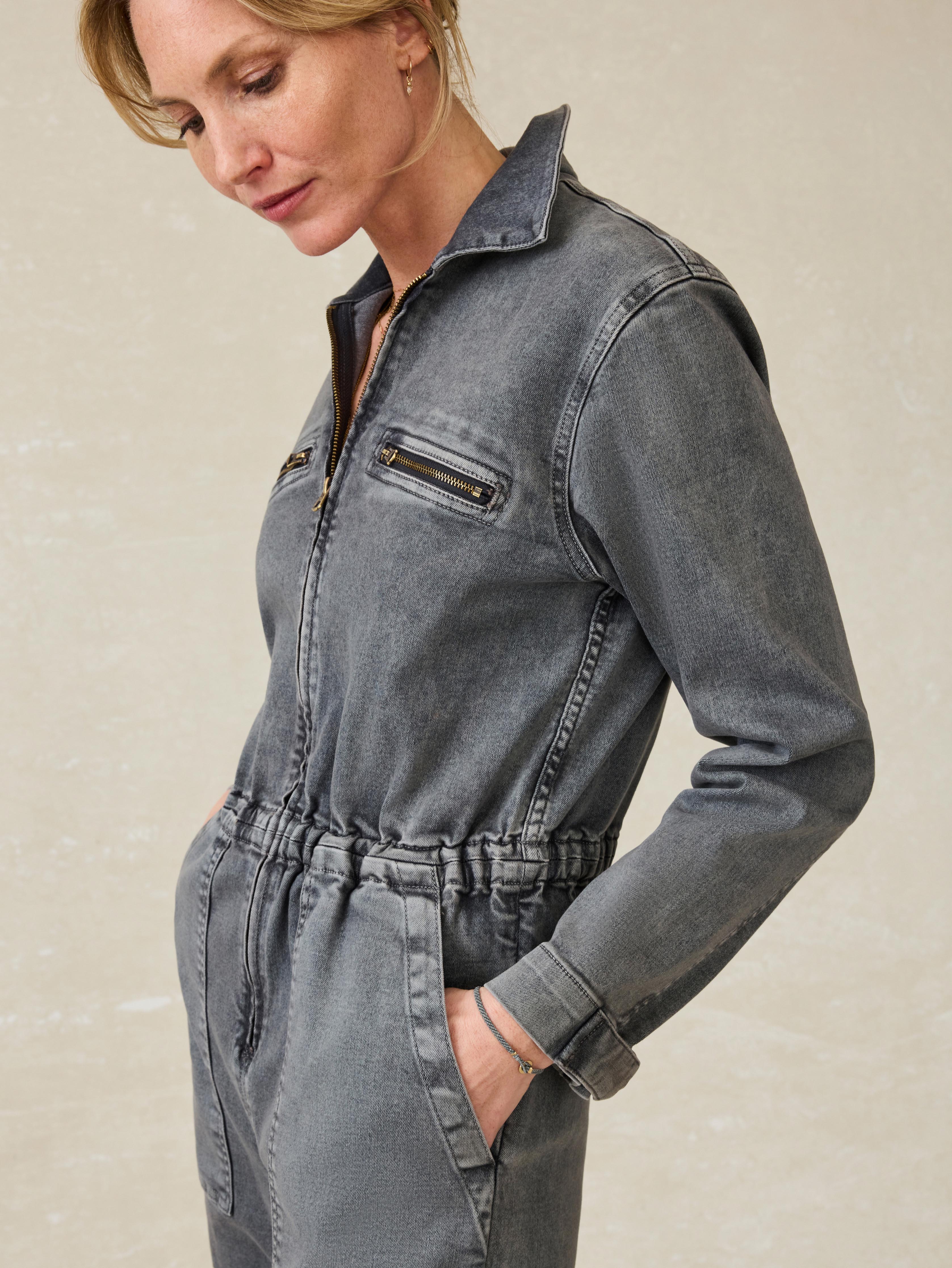 Sunwashed Denim Jumpsuit - Washed Black Secondary image