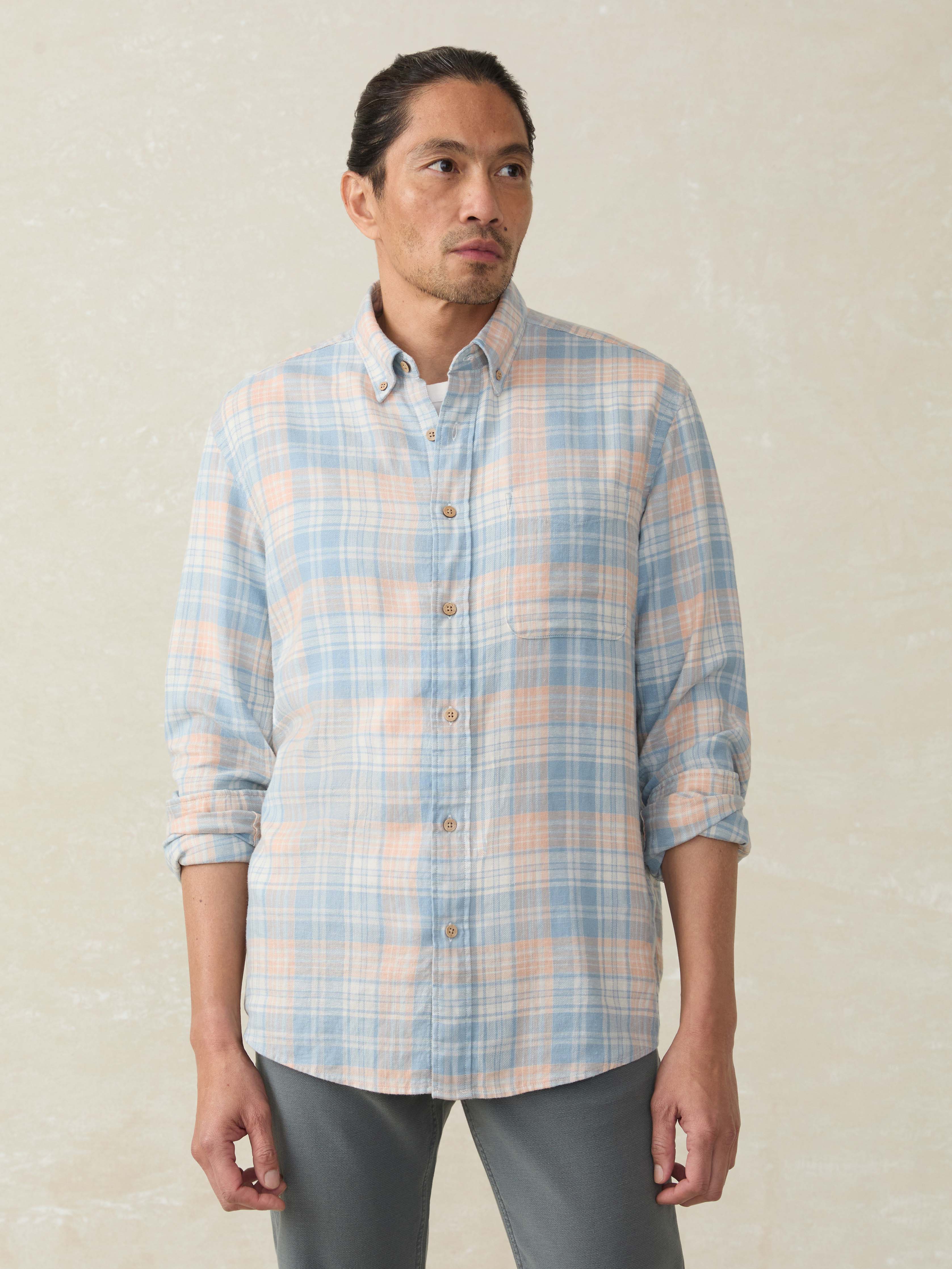 Long-Sleeve Breeze Shirt - Coral River Plaid Main image