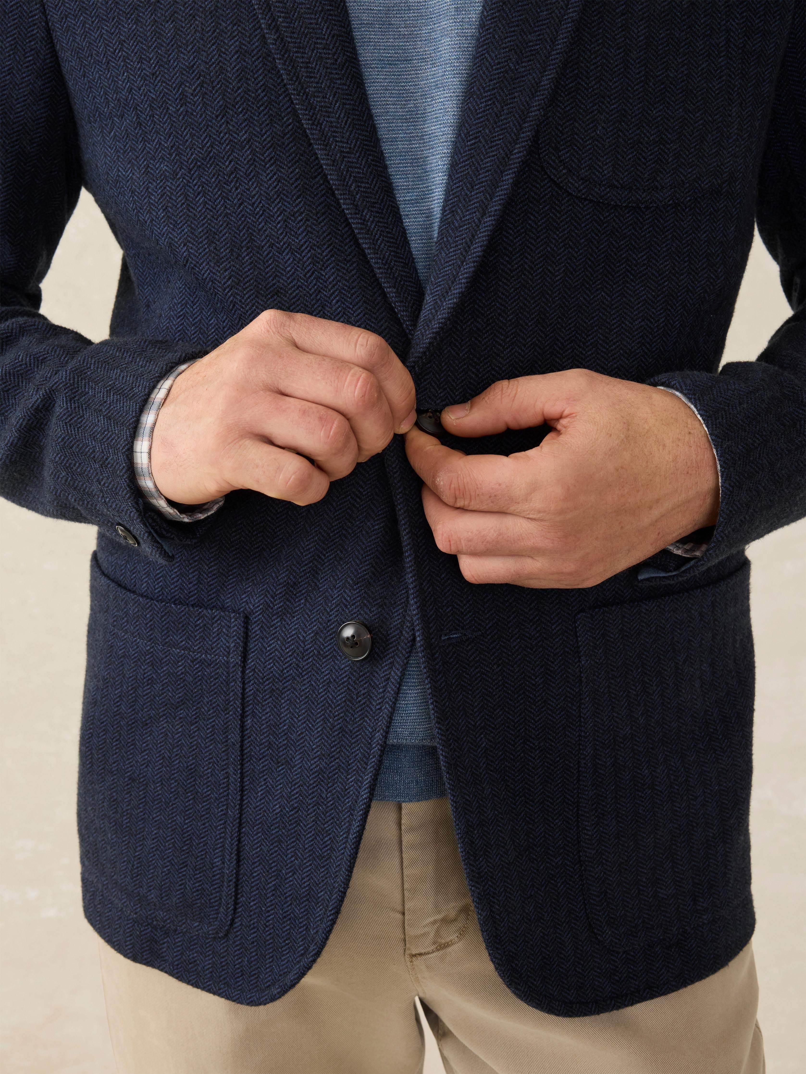 Inlet Knit Tweed Blazer - Navy Twilight Herringbone Secondary image