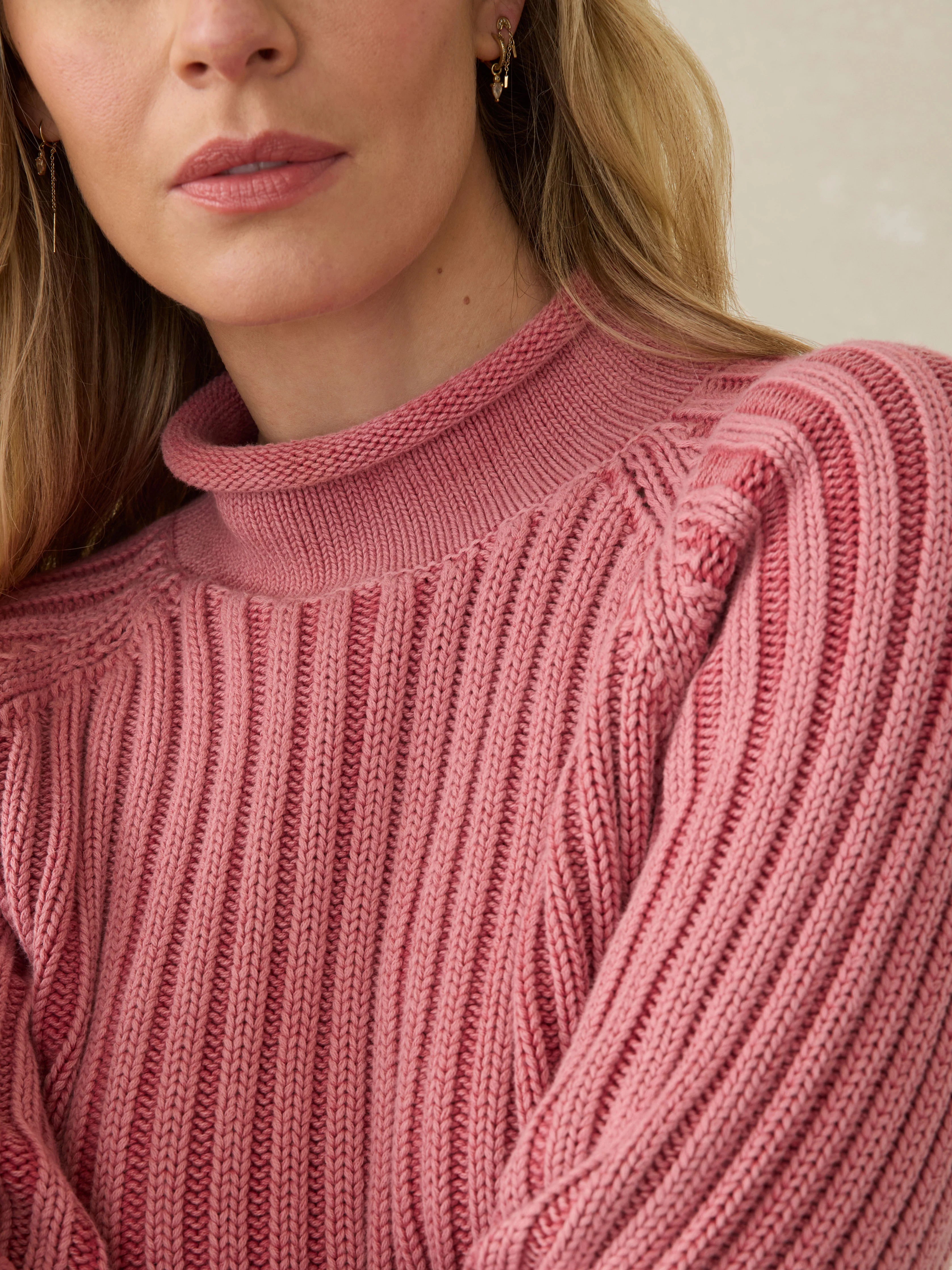 Sunwashed Cotton Rollneck Sweater - Baroque Rose Secondary image