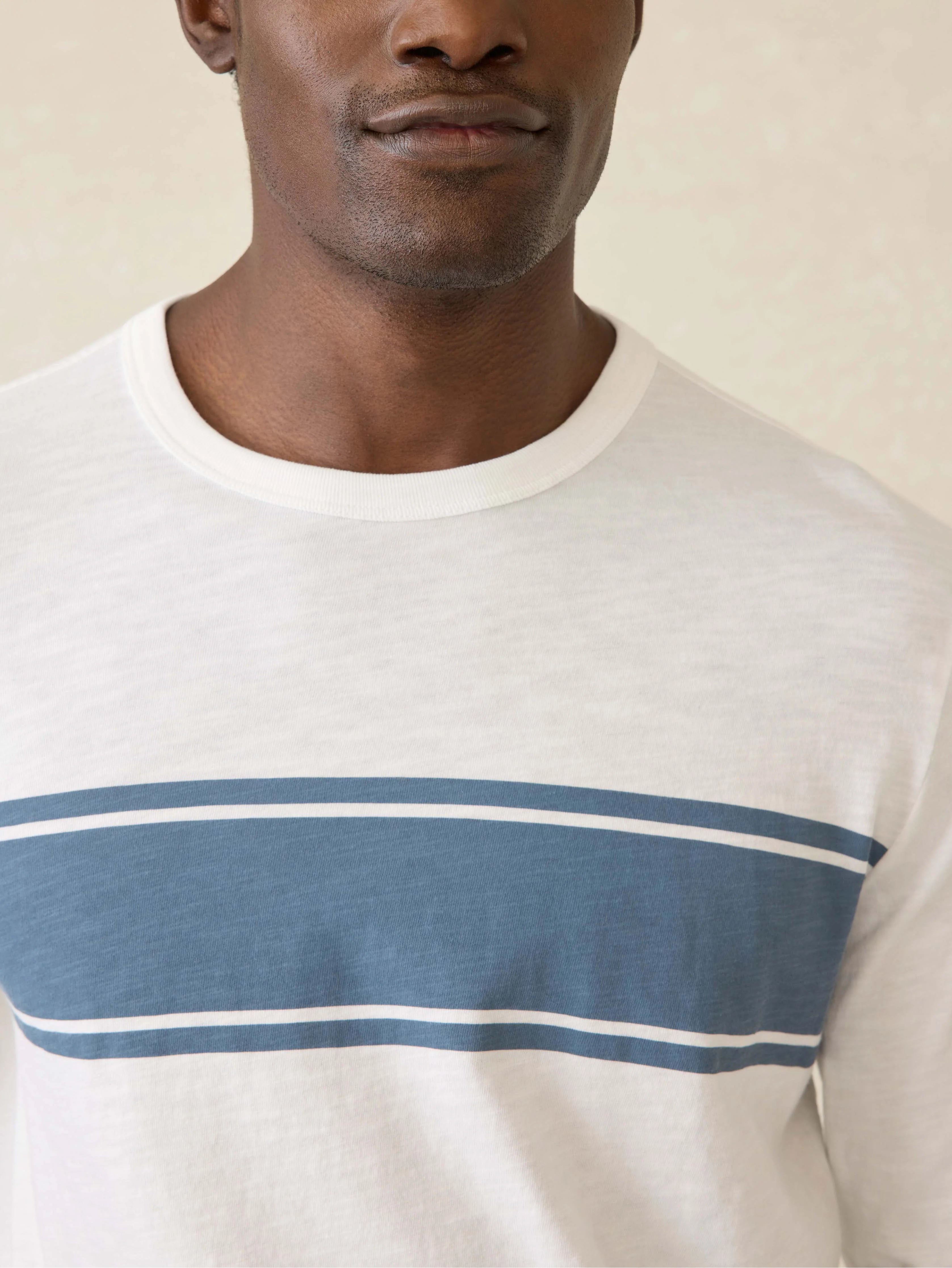 Long-Sleeve Sunwashed Tee - White Surf Stripe Secondary image