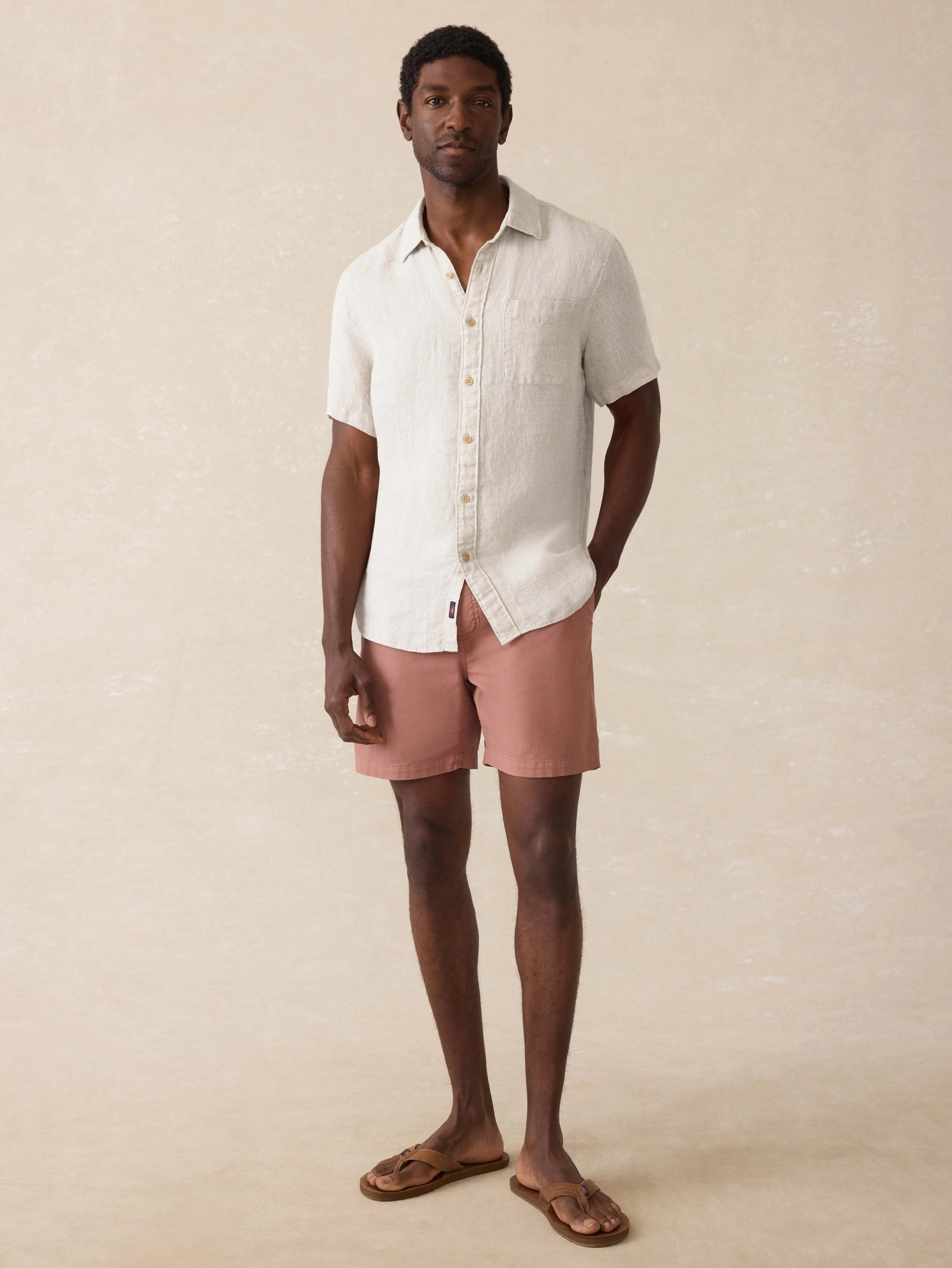 Short-Sleeve Palma Linen Shirt - Natural Secondary image