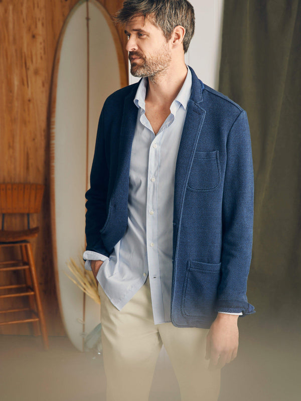 Performance Stretch Dress Shirt - Blue White Stripe
