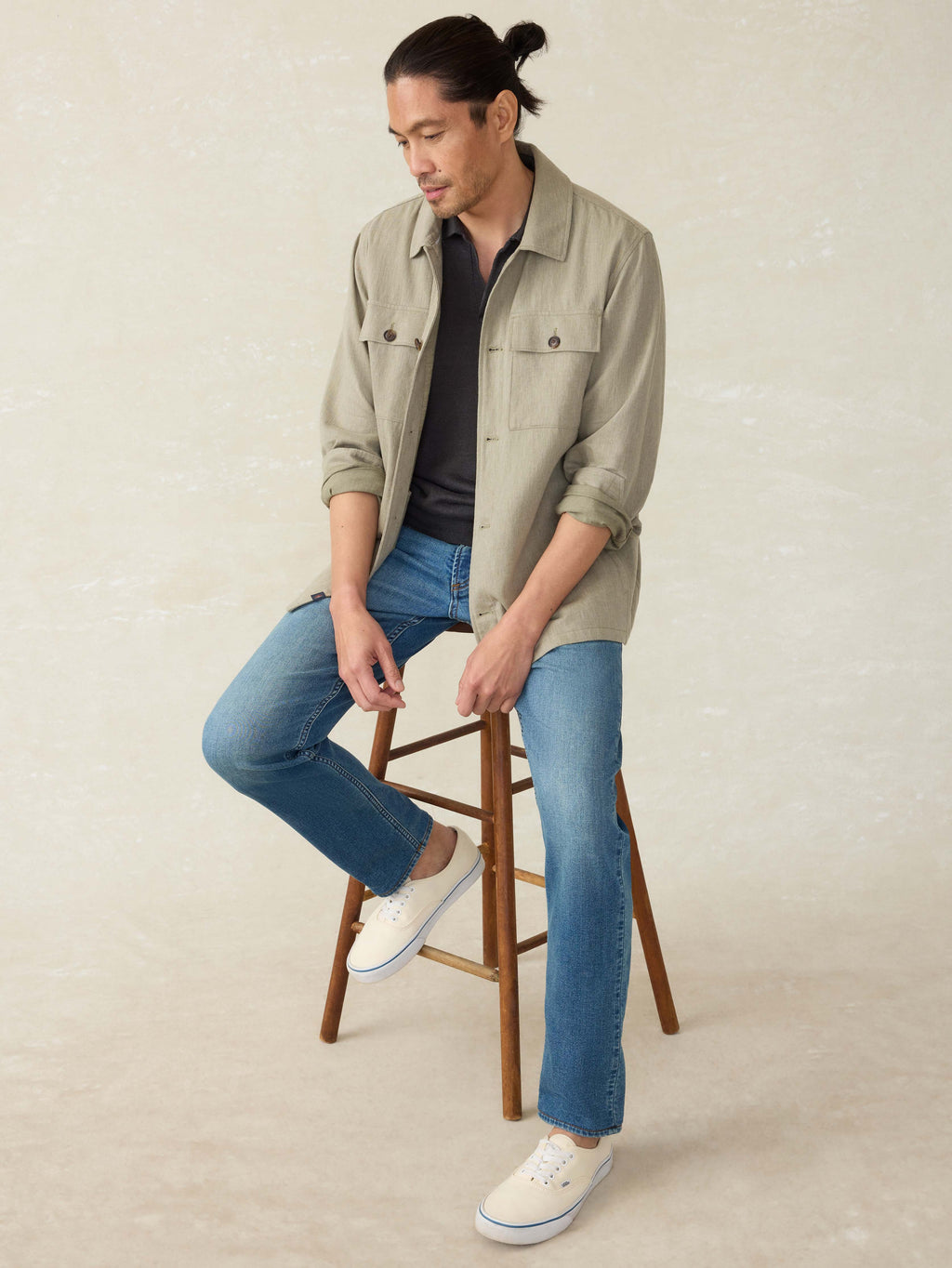 Performance Stretch Linen Shirt Jacket - Sage Cliff
