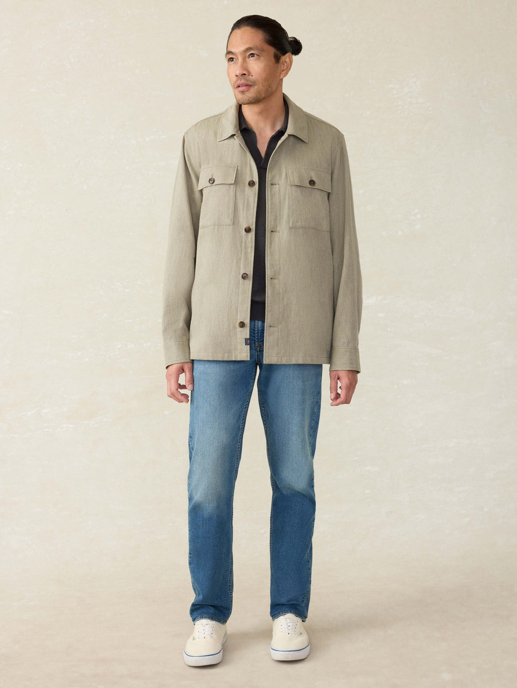 Performance Stretch Linen Shirt Jacket - Sage Cliff