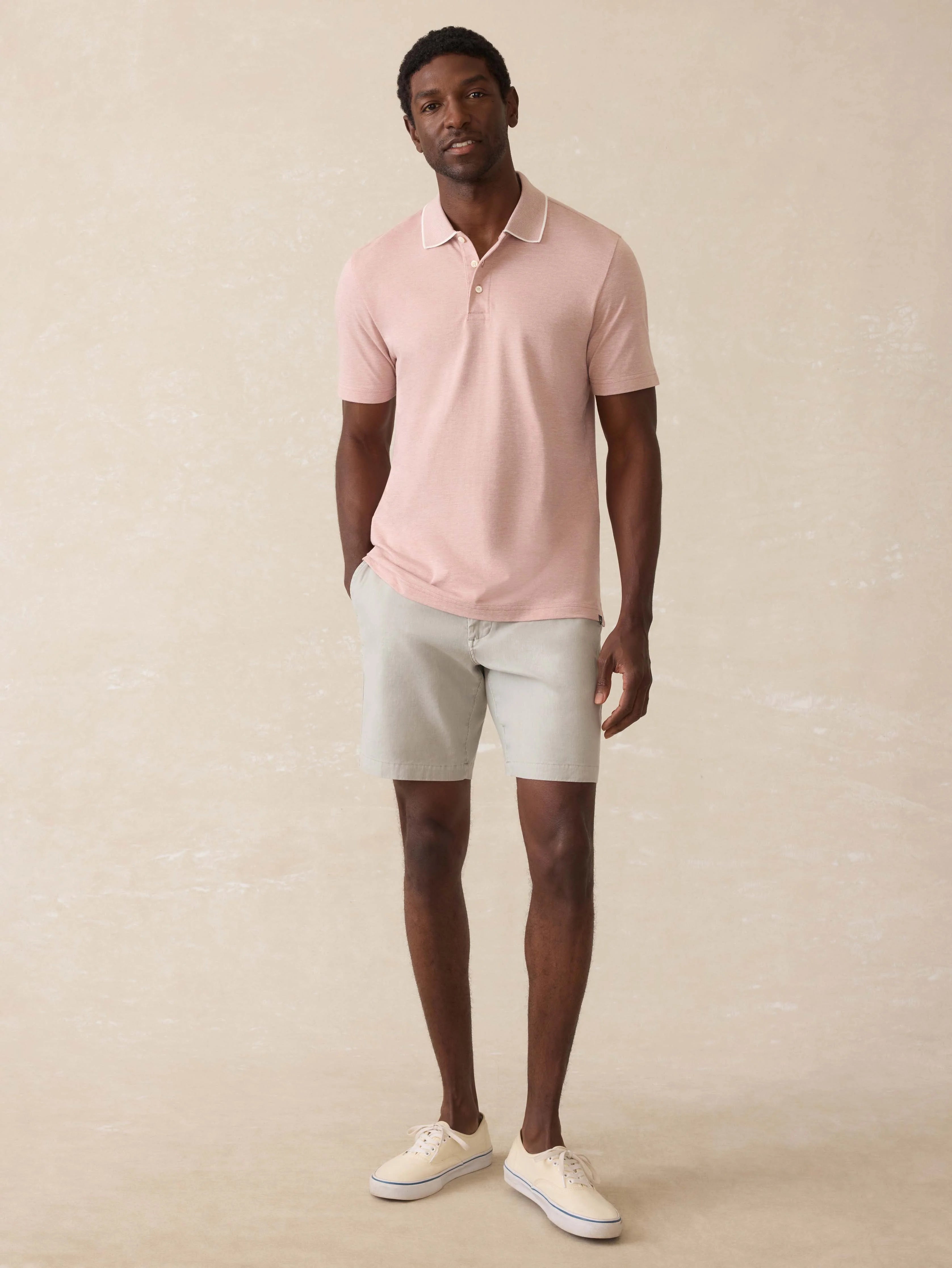 Short-Sleeve Movement Pique Polo - Sedona Melange