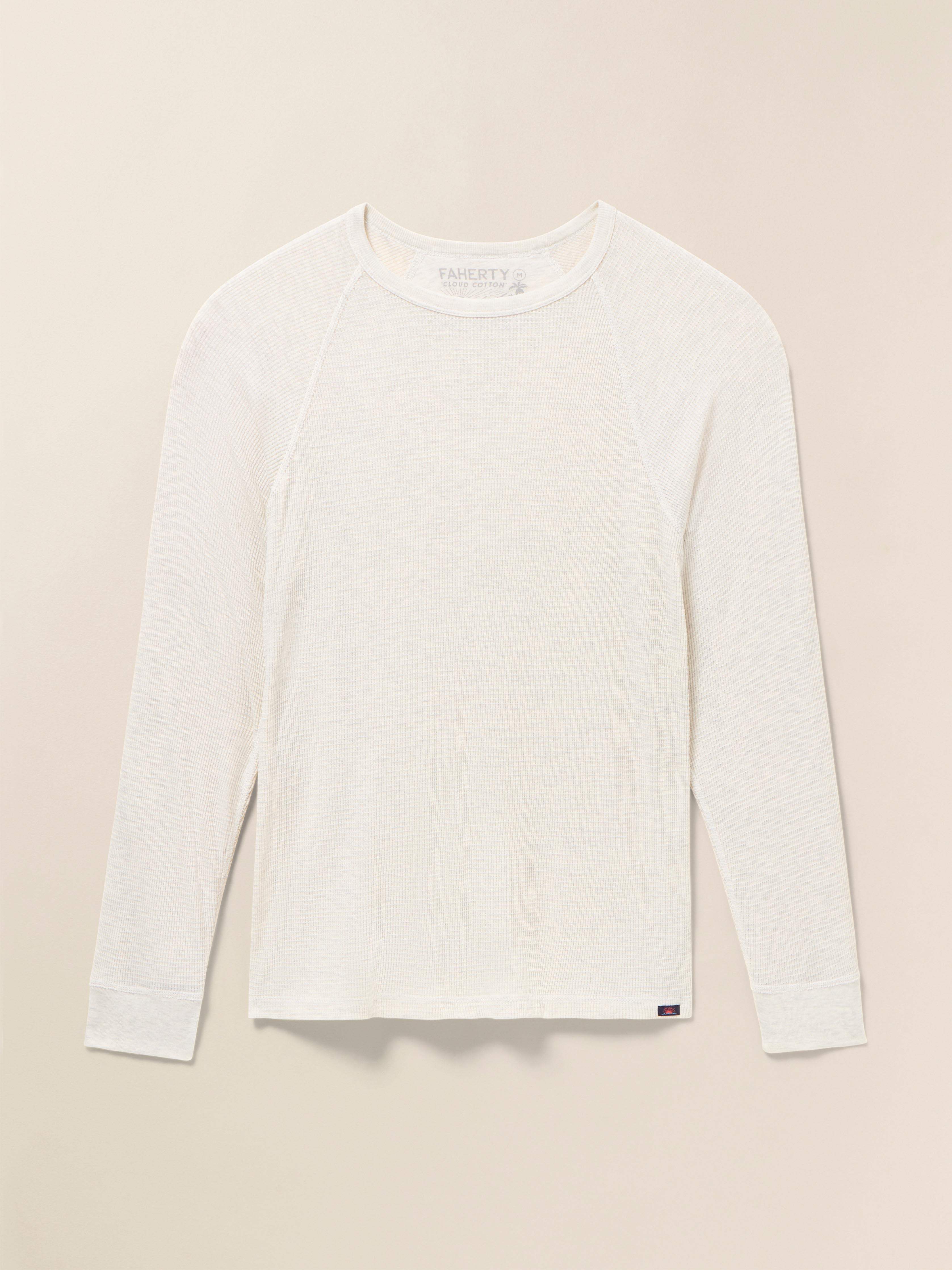 Long-Sleeve Cloud Waffle Crew - Ivory Heather Main image