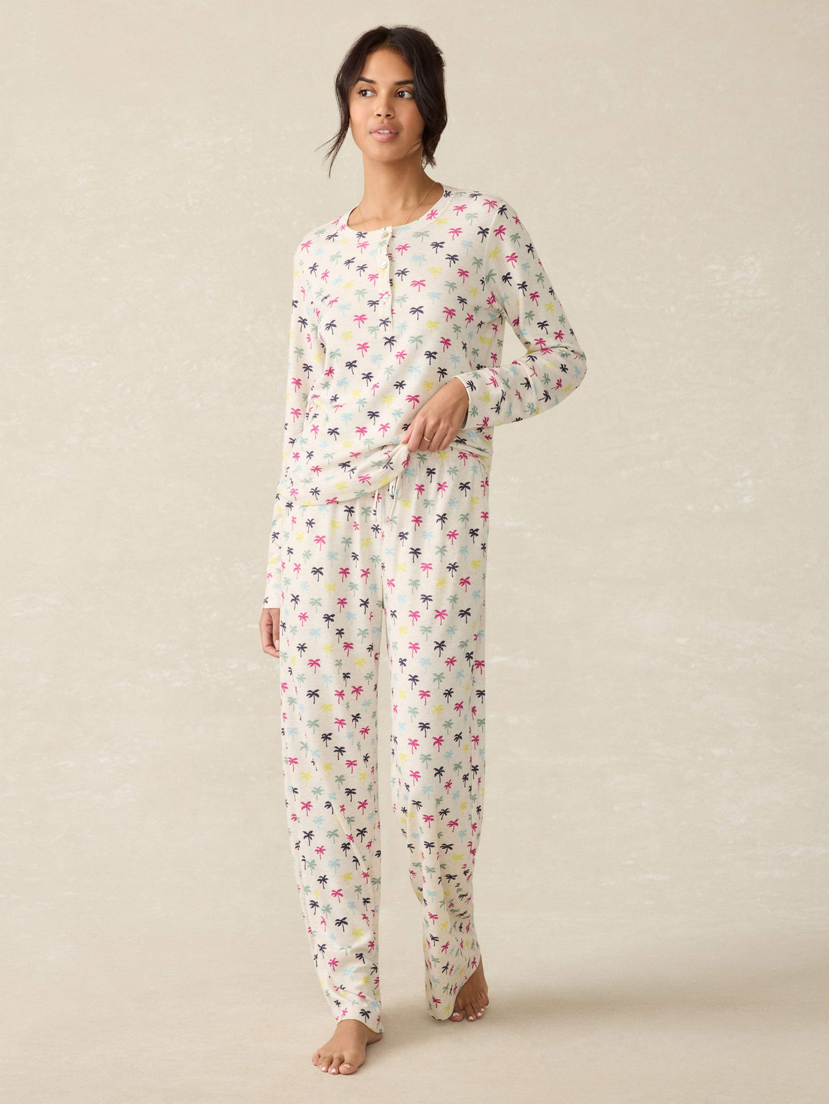 Cloud Henley Pajama Pant Set - Sun Valley Palms Main image
