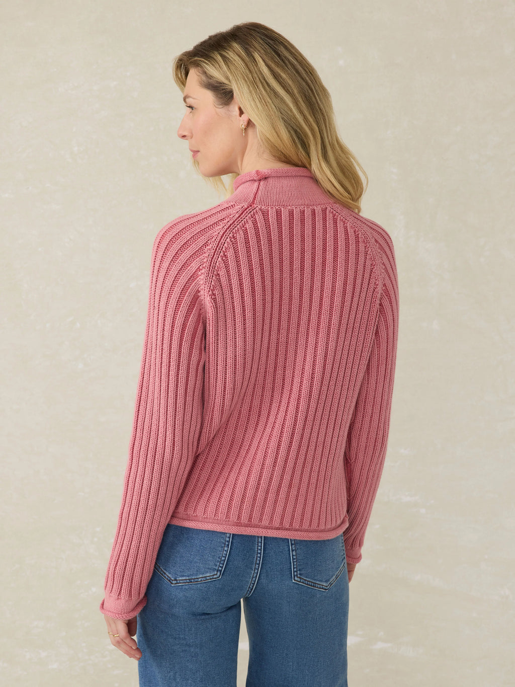 Sunwashed Cotton Rollneck Sweater - Baroque Rose