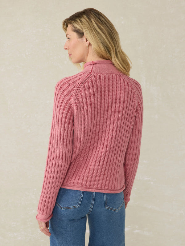 Sunwashed Cotton Rollneck Sweater - Baroque Rose
