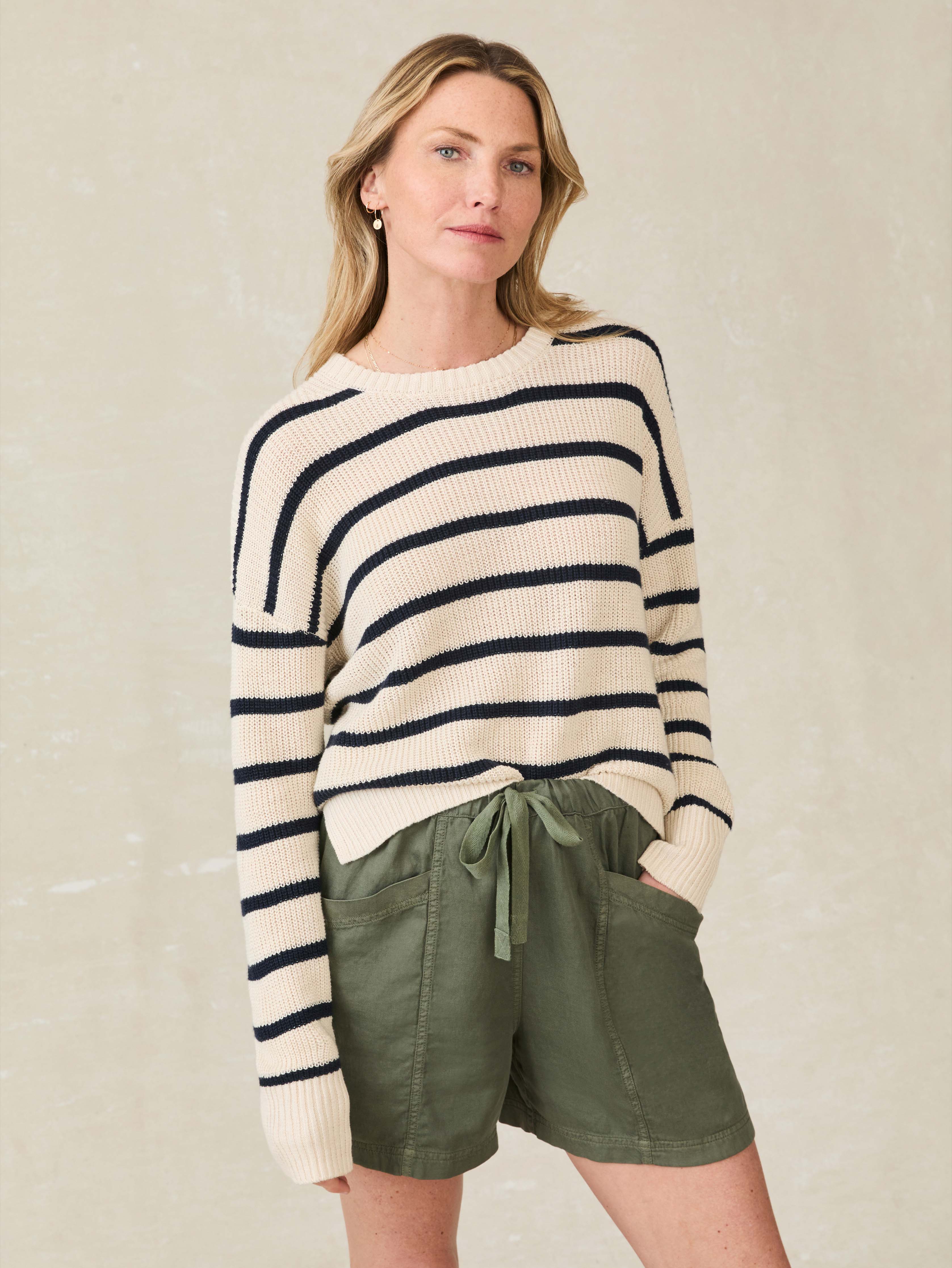 Miramar Linen Crewneck - Montauk Stripe Main image