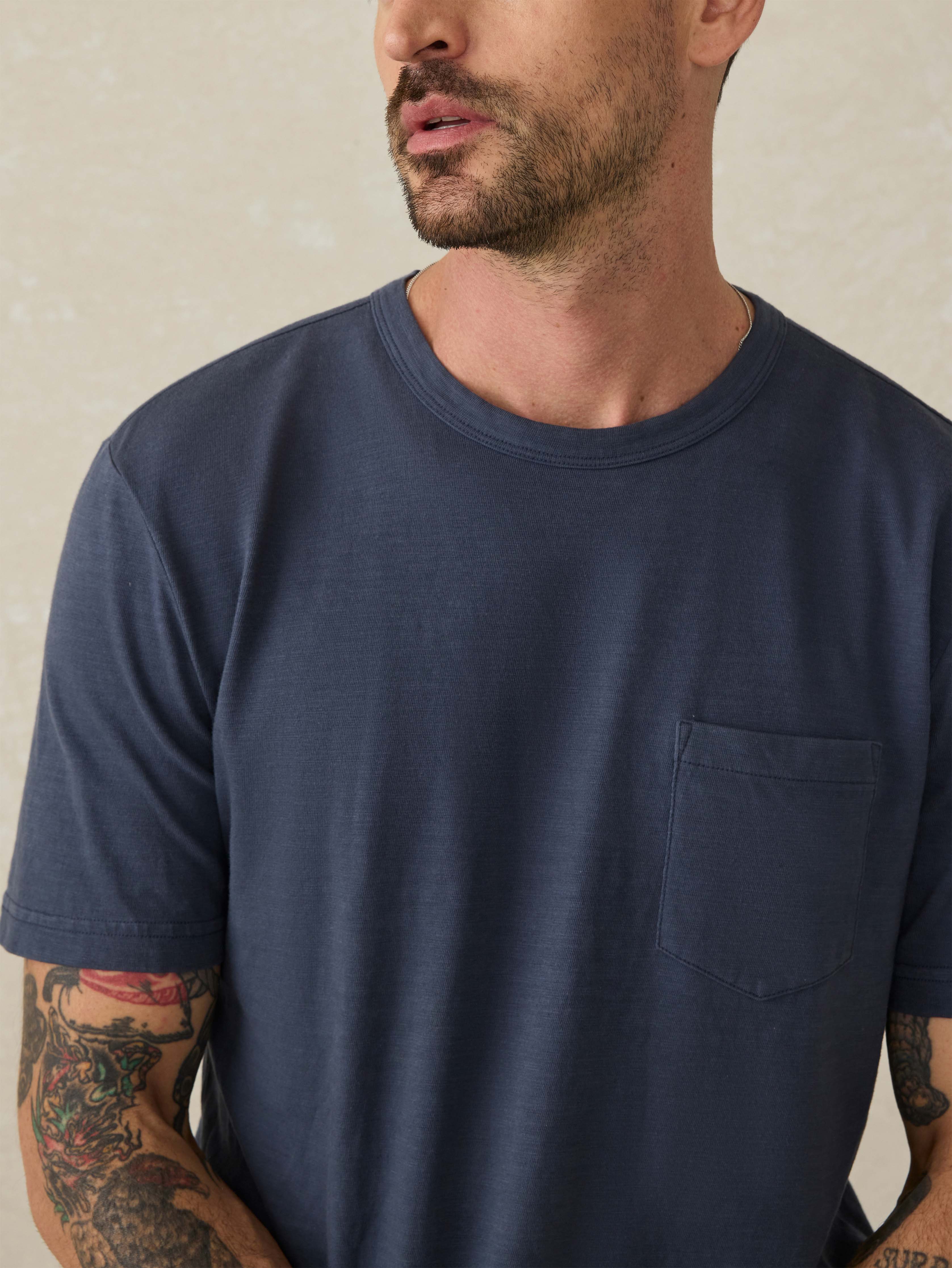 Sunwashed Regenerative Pocket Tee - Dune Navy Secondary image