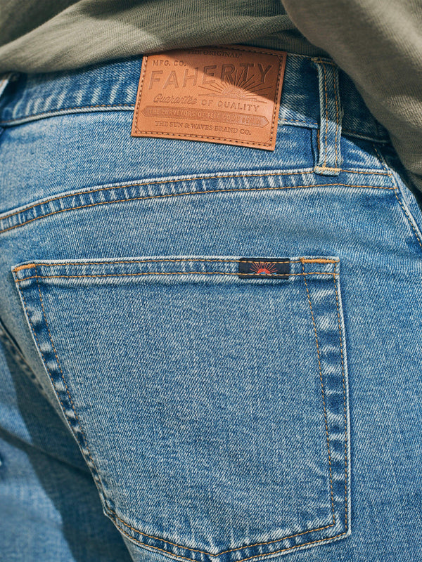 Organic Cotton Slim Straight Denim (32" Inseam) - Sandy Point Wash