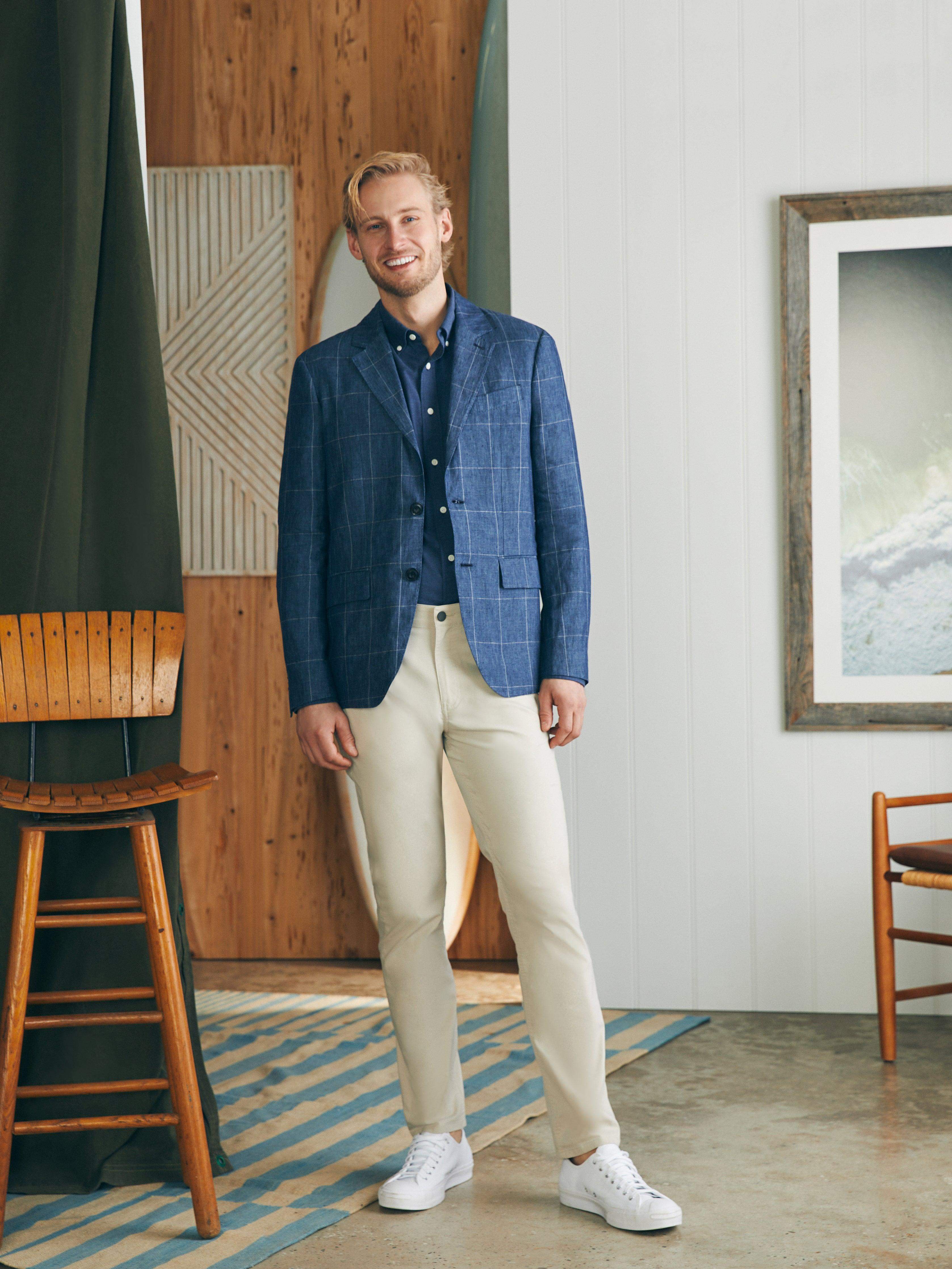 Reserve Linen Windowpane Blazer - Blue Steel Plaid Secondary image