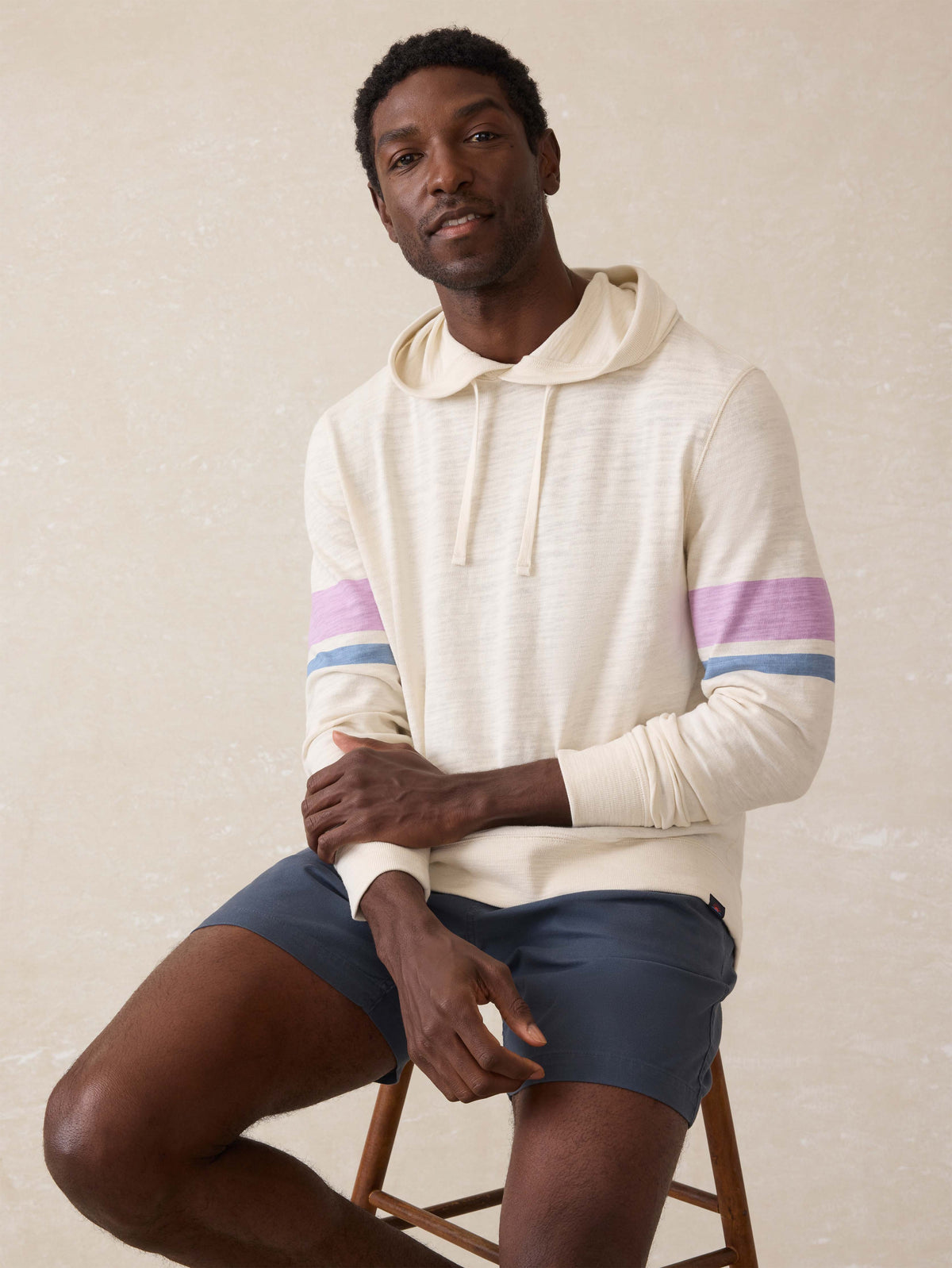 Sunwashed Slub Hoodie - Cream Dume Stripe Main image