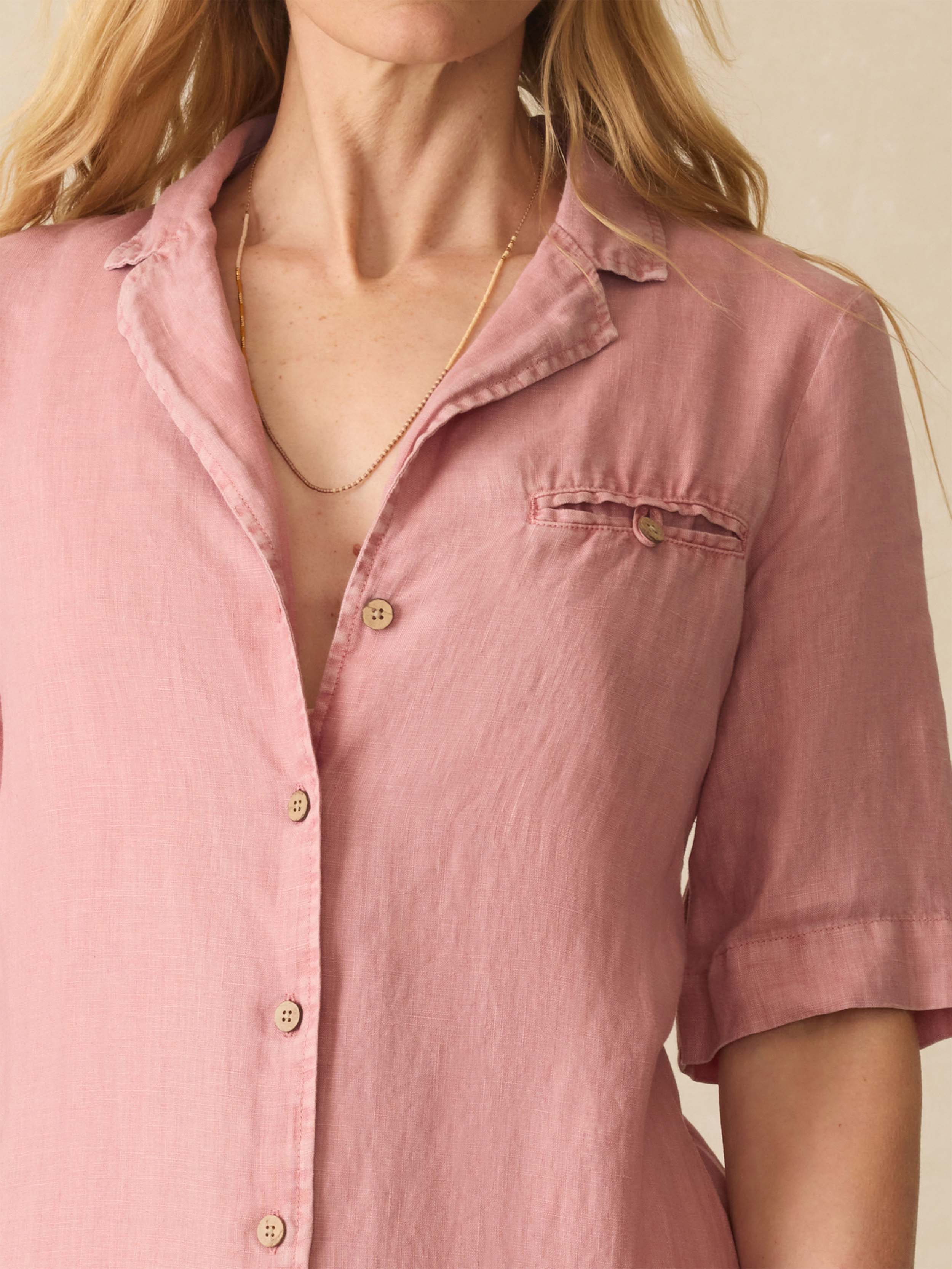 Paradise Point Linen Dress - Withered Rose Secondary image