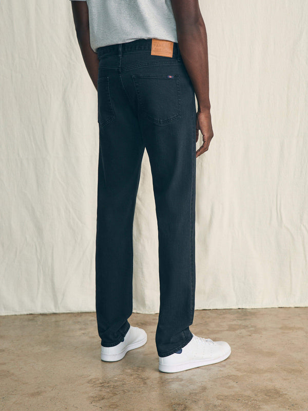 Organic Cotton Slim Straight Denim (34" Inseam) - Black Smoke Wash