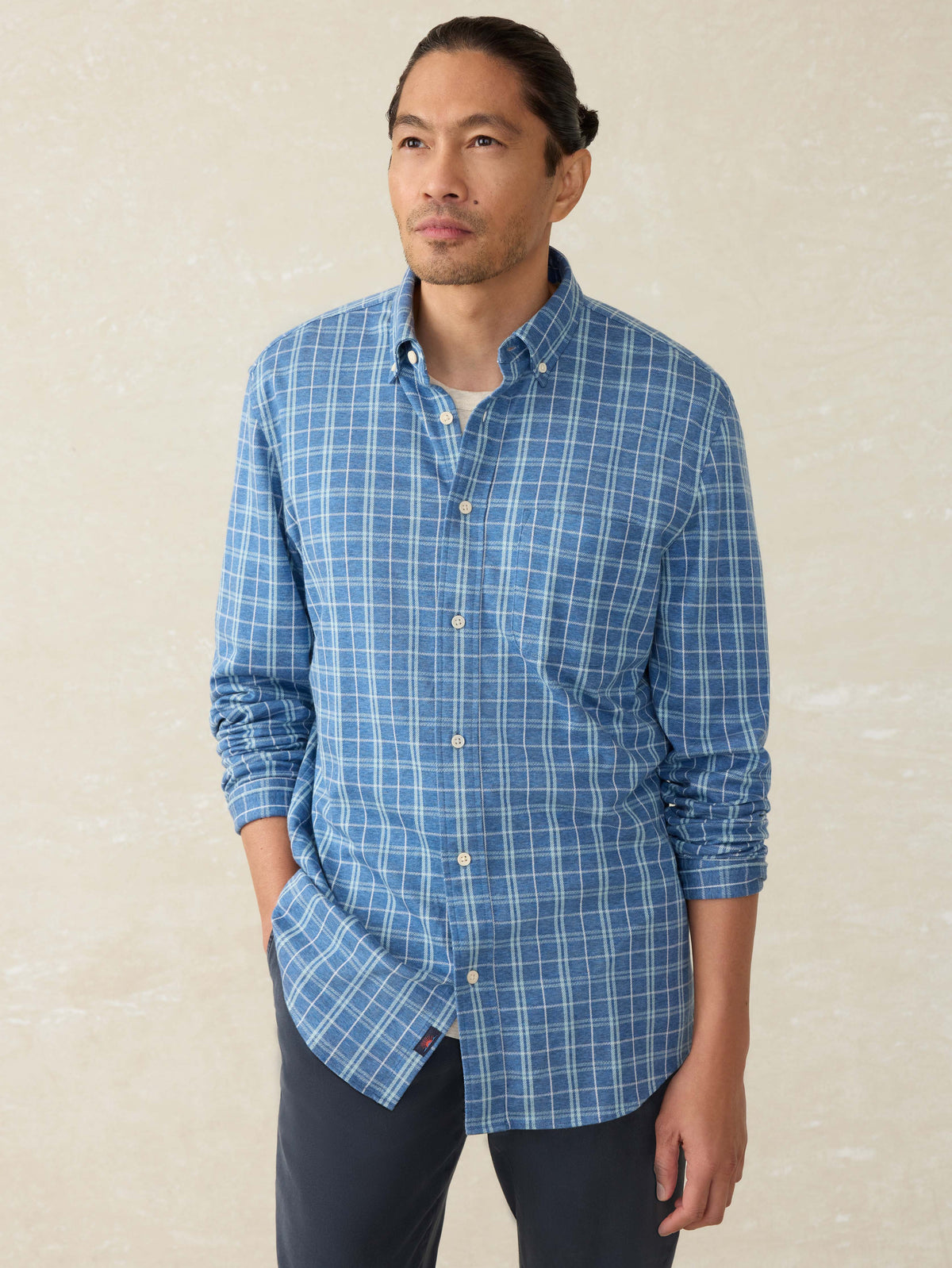 Coastline Knit Shirt - Ocean Sky Plaid Main image