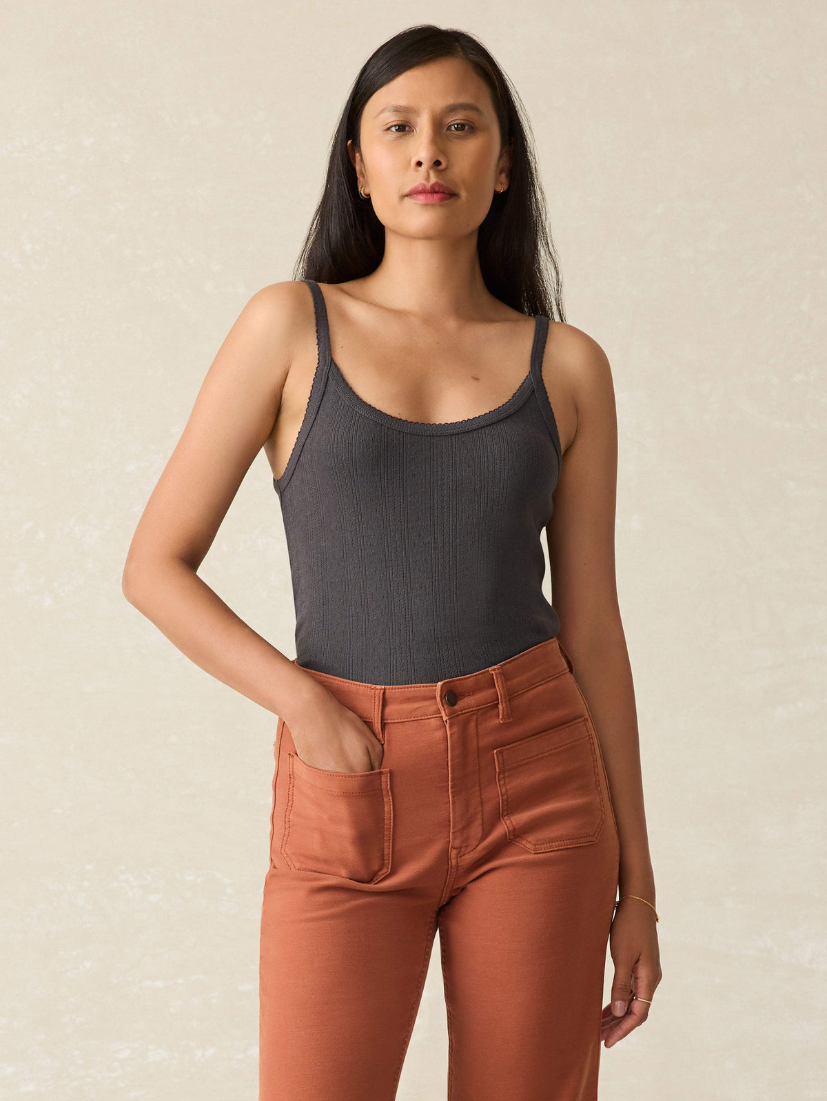 Pacific Pointelle Tank - Washed Black Main image