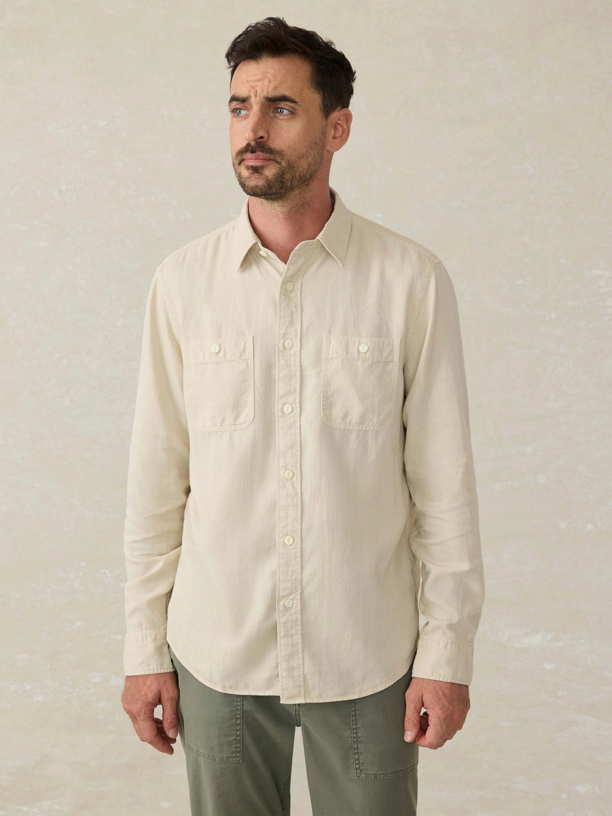 Tried \u0026 True Chambray Workshirt - Coastal Cream Main image