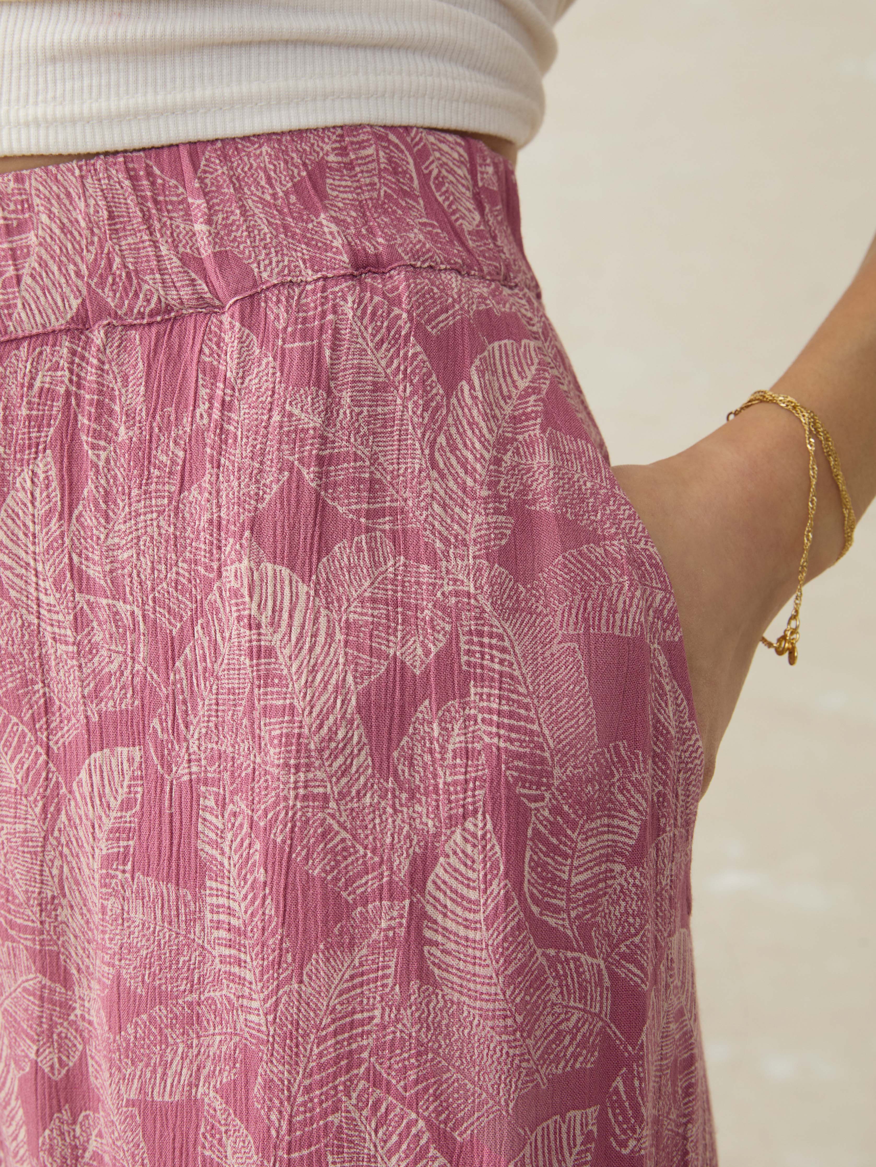 Cabana Pant - Dusty Rose Banana Leaf Secondary image