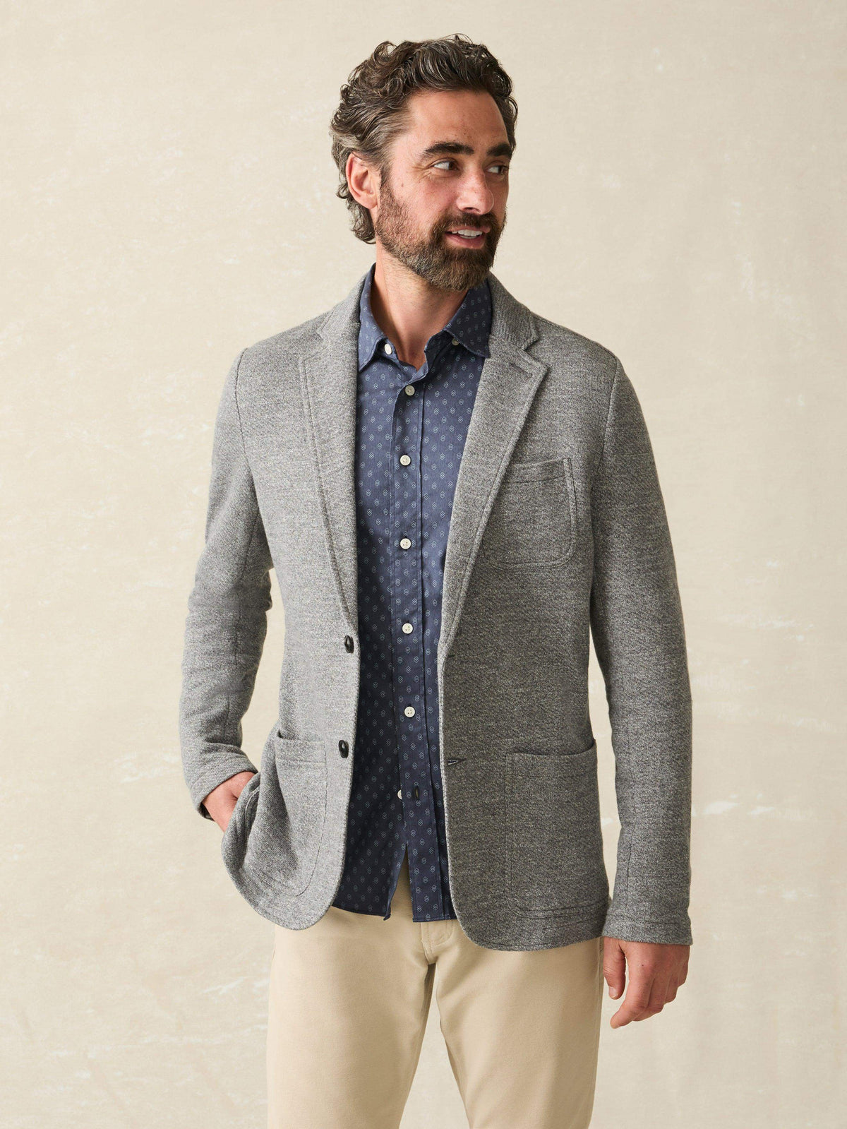 Inlet Knit Blazer (Short) - Medium Grey Melange Main image