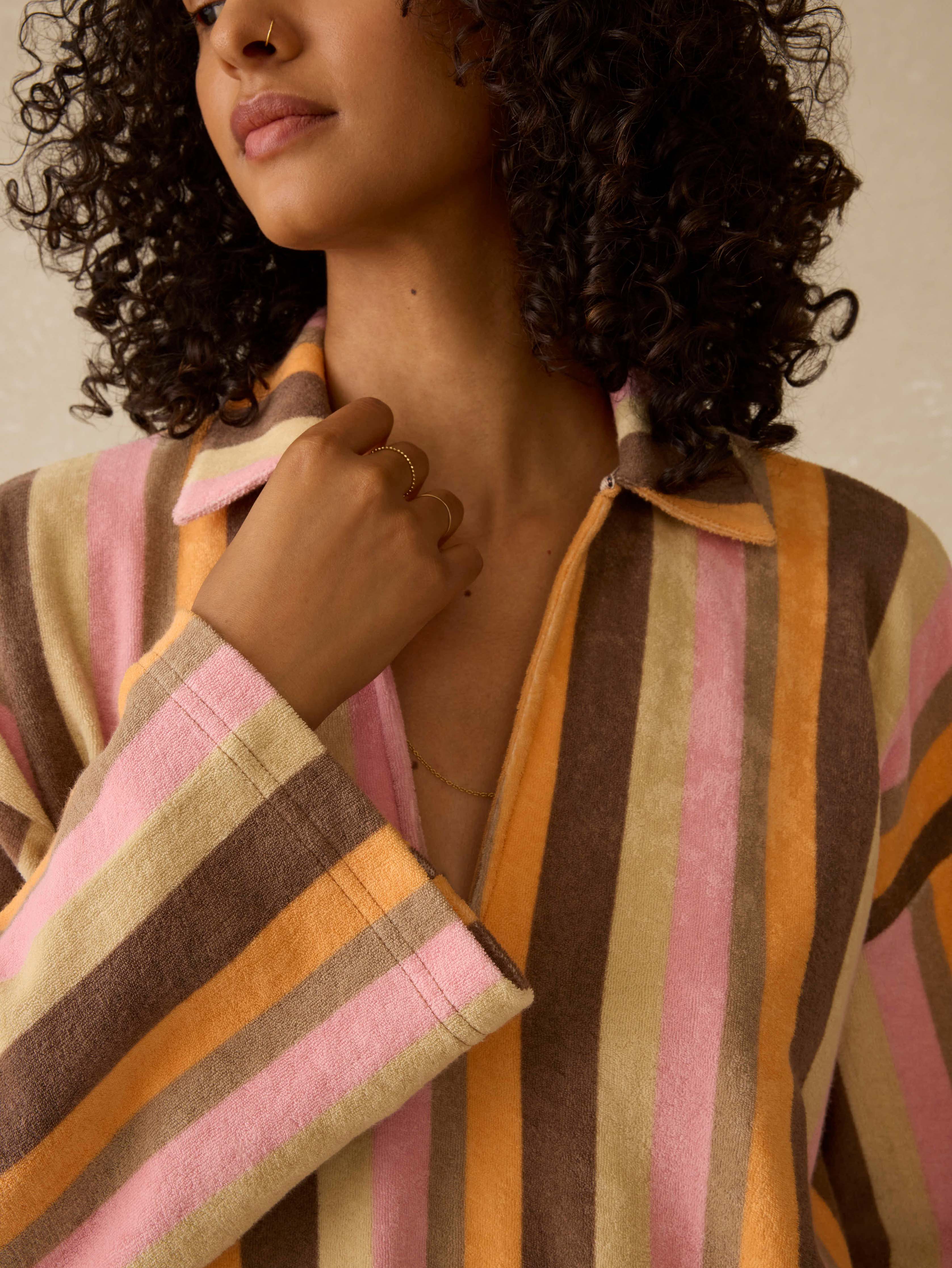 Cabana Towel Terry Mini Dress - Sun Kissed Stripe Secondary image