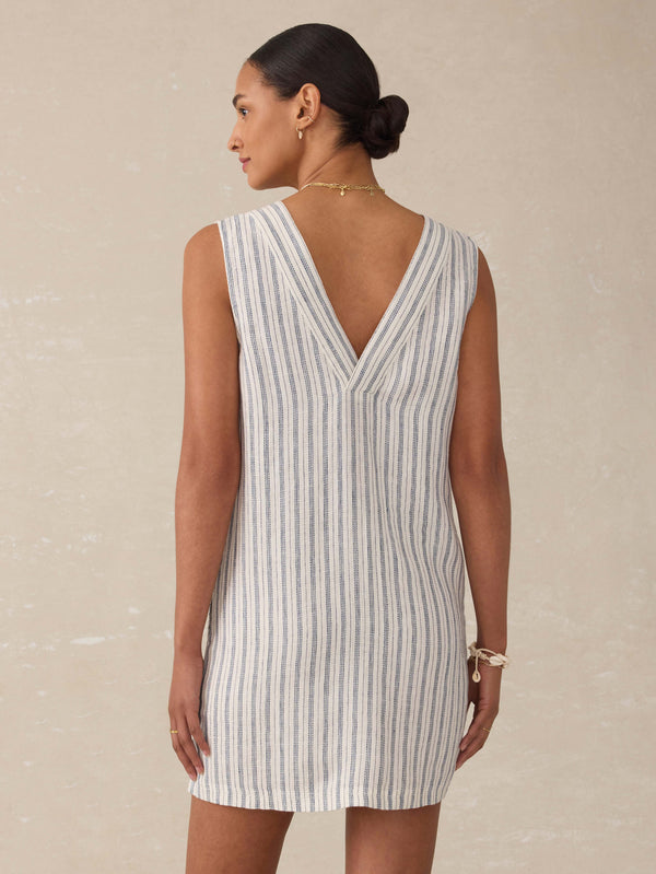 Azure Linen Dress - Oceanside Stripe