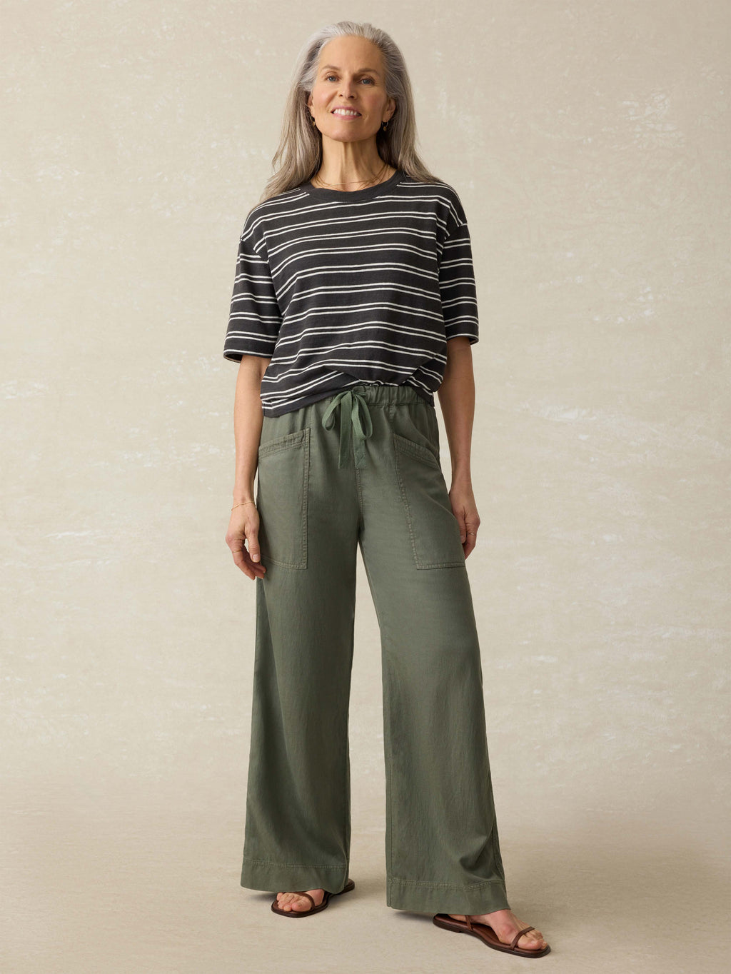 Organic Cotton Sunwashed Slub Vintage Tee - Phantom Highland Stripe