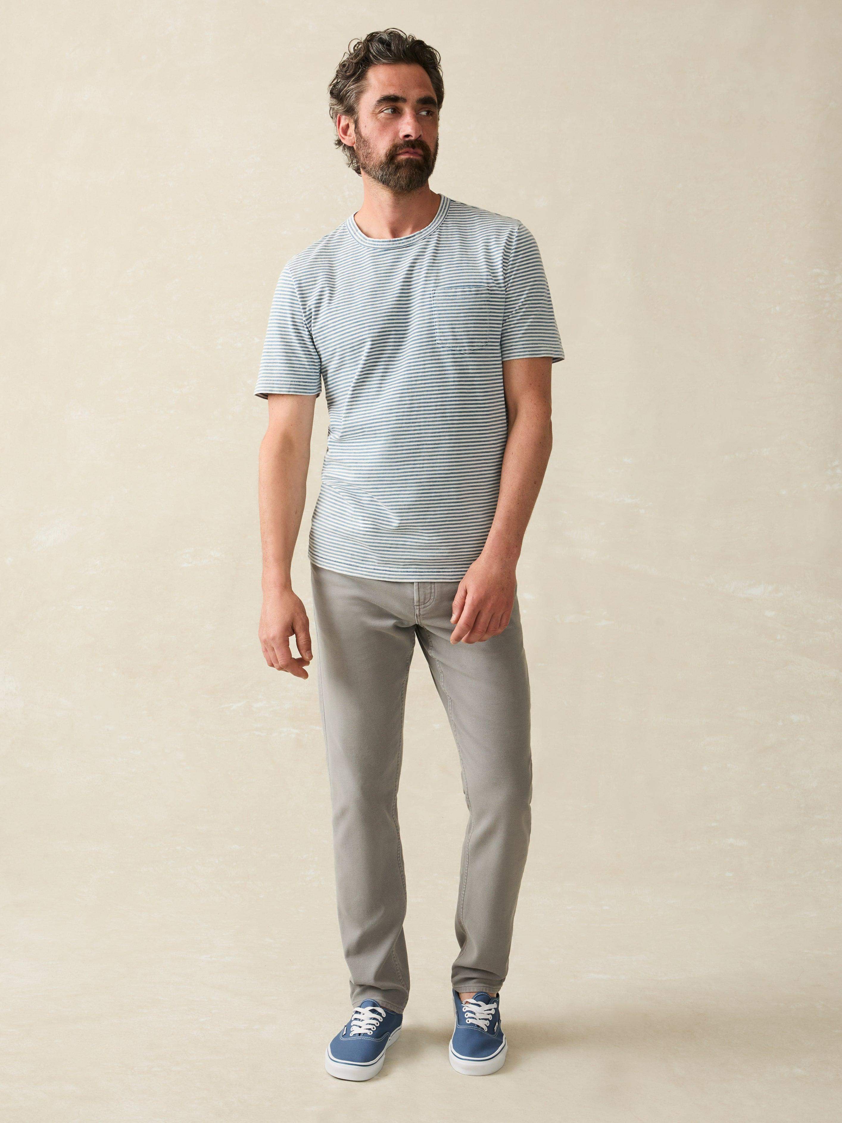 Short-Sleeve Indigo Pocket Tee - Azure Stream Stripe Secondary image