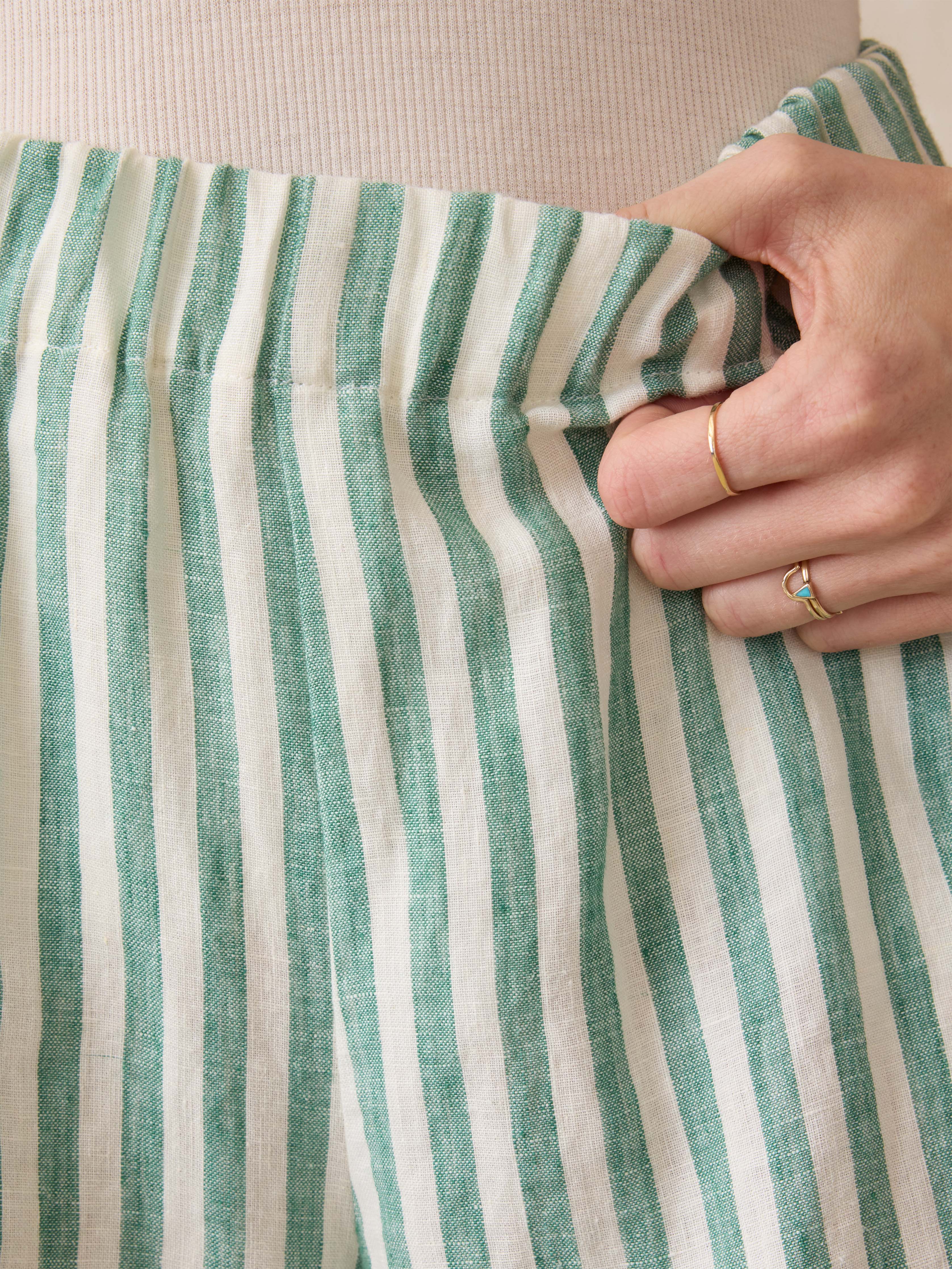 Laguna Linen Bayview Short - Deep Jungle Lucy Stripe Secondary image