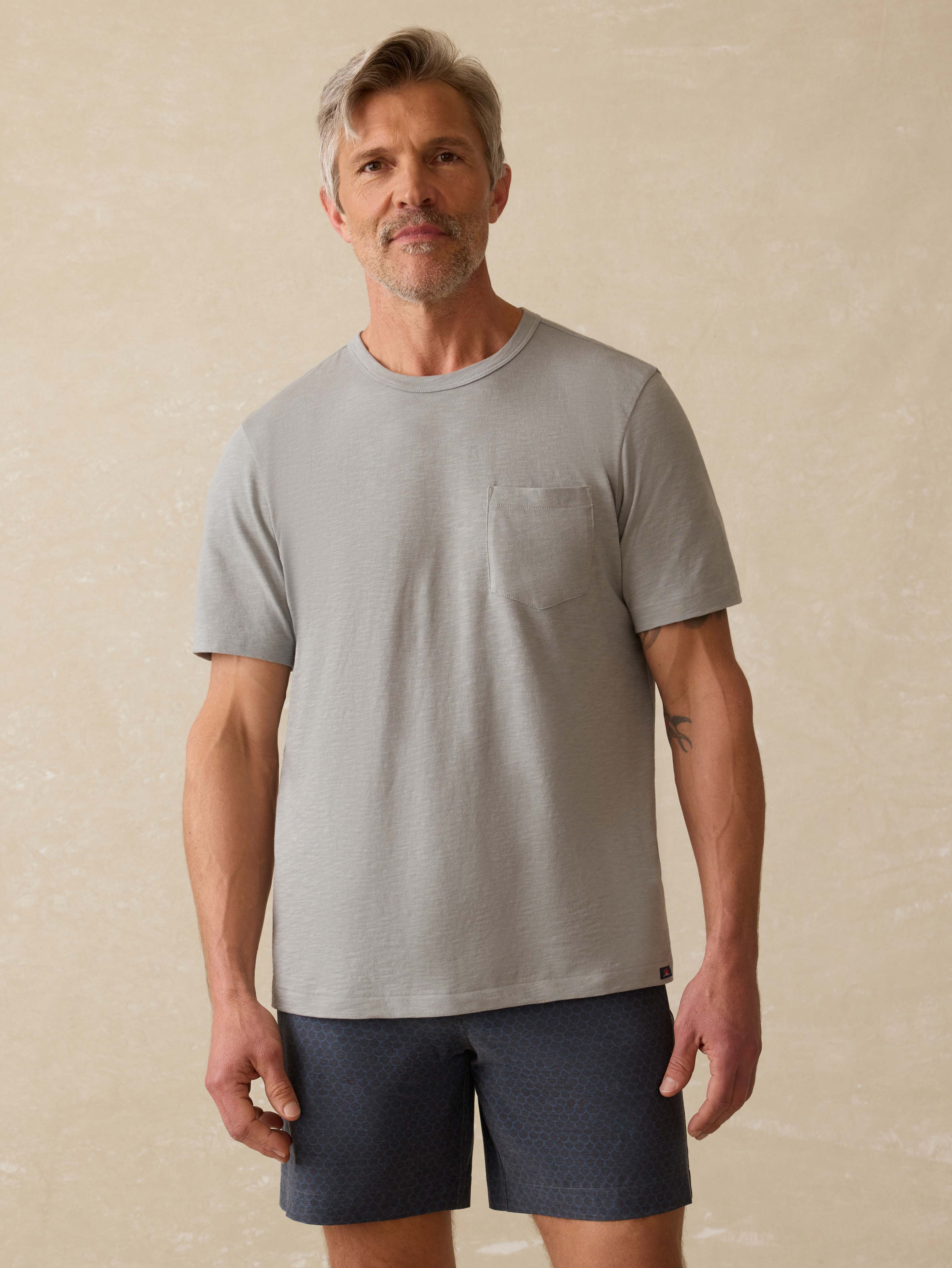 Sunwashed Regenerative Pocket Tee - Lakeshore Grey Main image