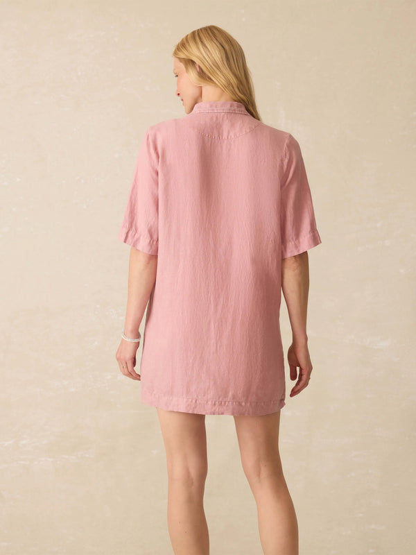 Paradise Point Linen Dress - Withered Rose