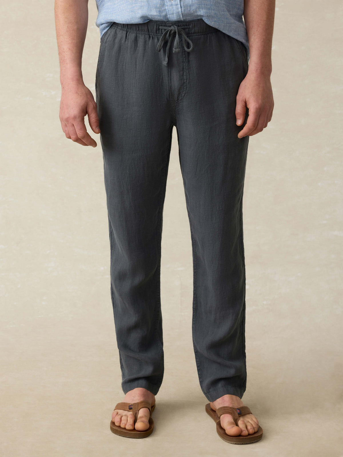 Linen Drawstring Pant - Washed Black Main image