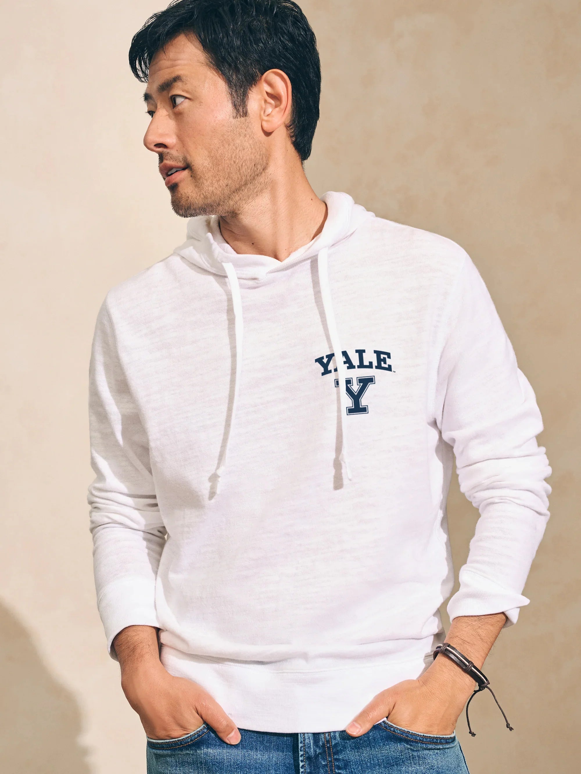 Yale Sunwashed Slub Hoodie - White Main image