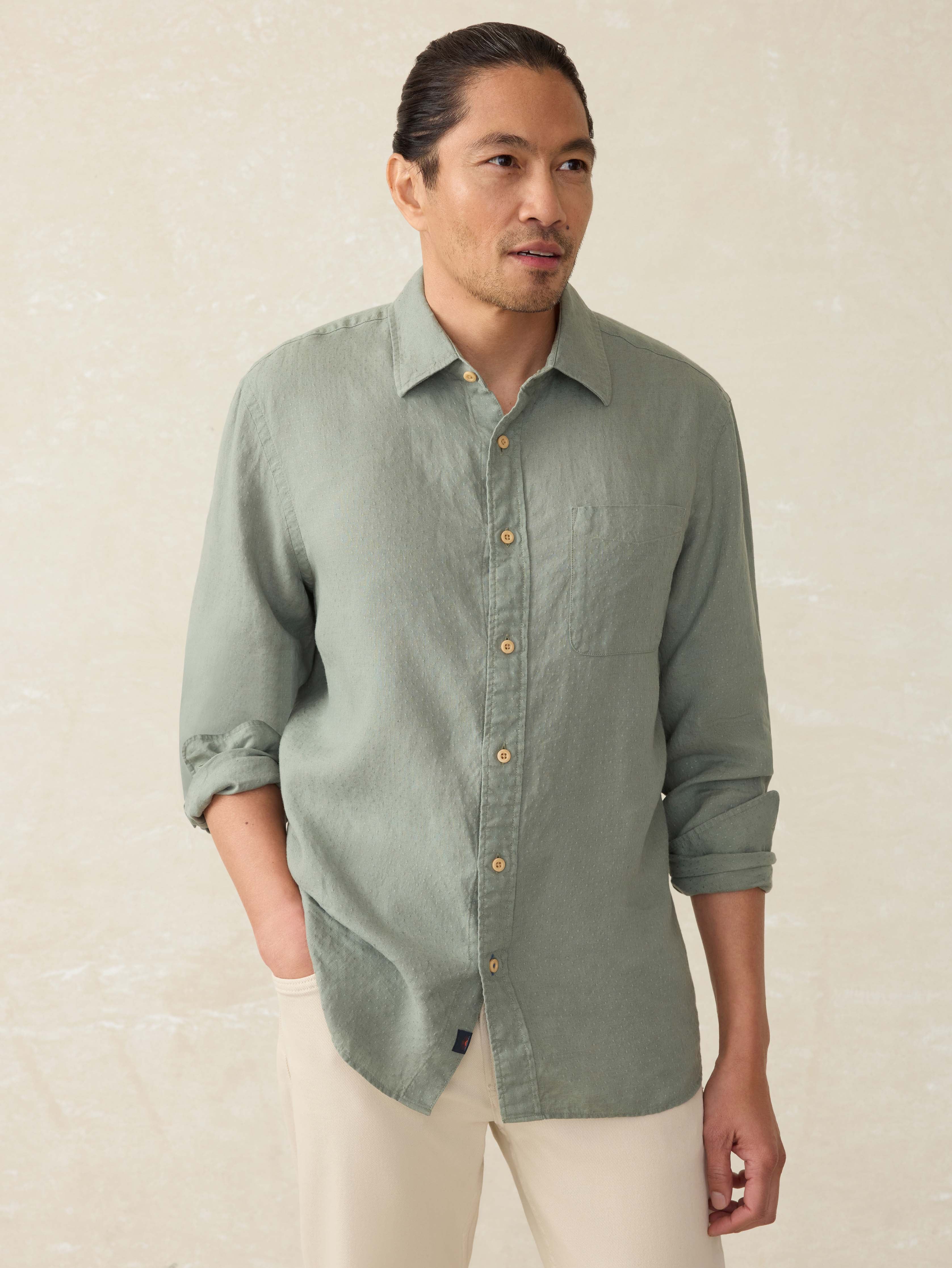 Laguna Linen Shirt - Fairfield Dobby Main image
