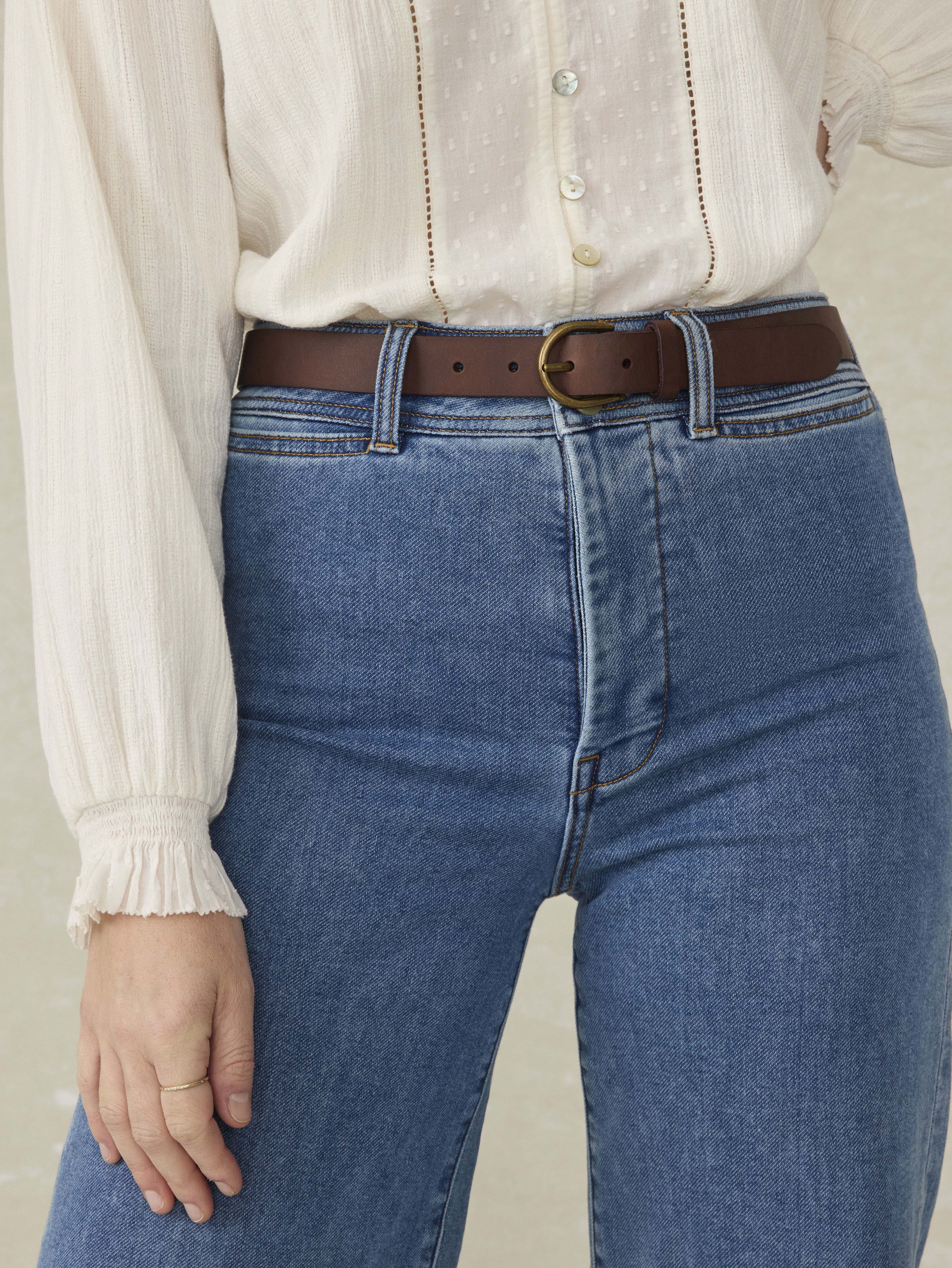 Women's Leather Belt - Saddle Brown Secondary image