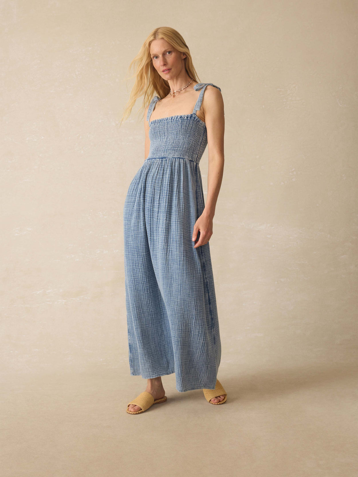 Dune Cotton Gauze Ella Dress - Light Indigo Wash Main image