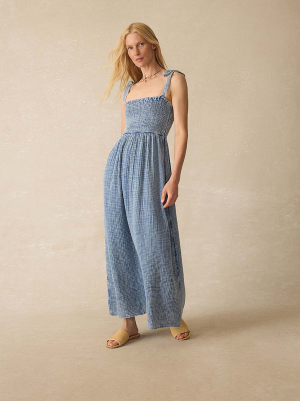 Dune Cotton Gauze Ella Dress - Light Indigo Wash