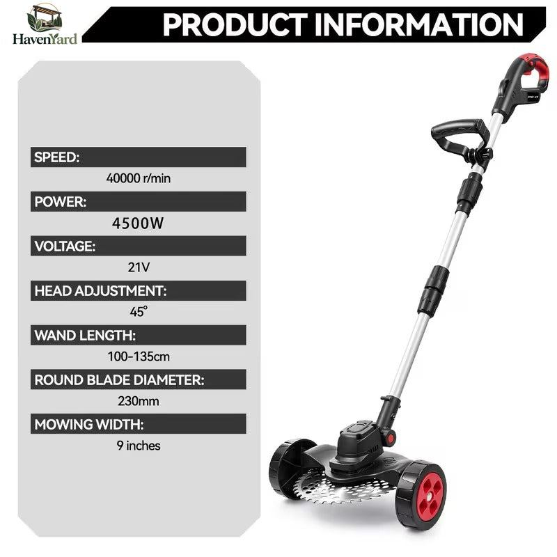 Cordless 3-in-1 Yard Trimmer – 21V Brushless, 9-Inch Cut, Foldable Design