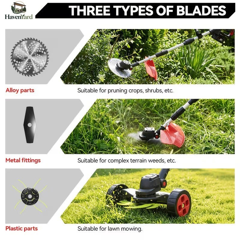 Cordless 3-in-1 Yard Trimmer – 21V Brushless, 9-Inch Cut, Foldable Design